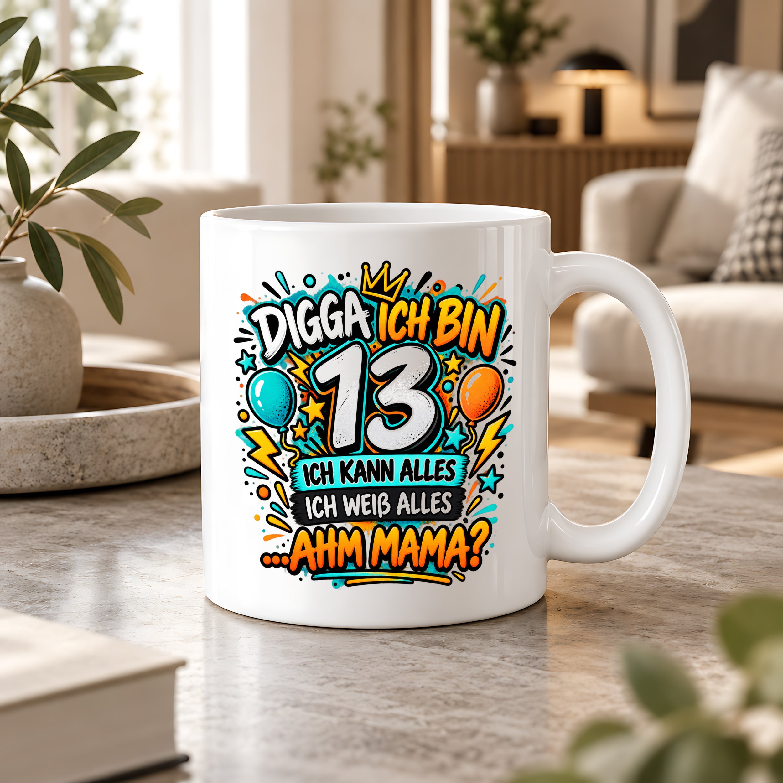 Herzbotschaft Tasse 13 Geburtstag Teenager Geschenk 330 ml