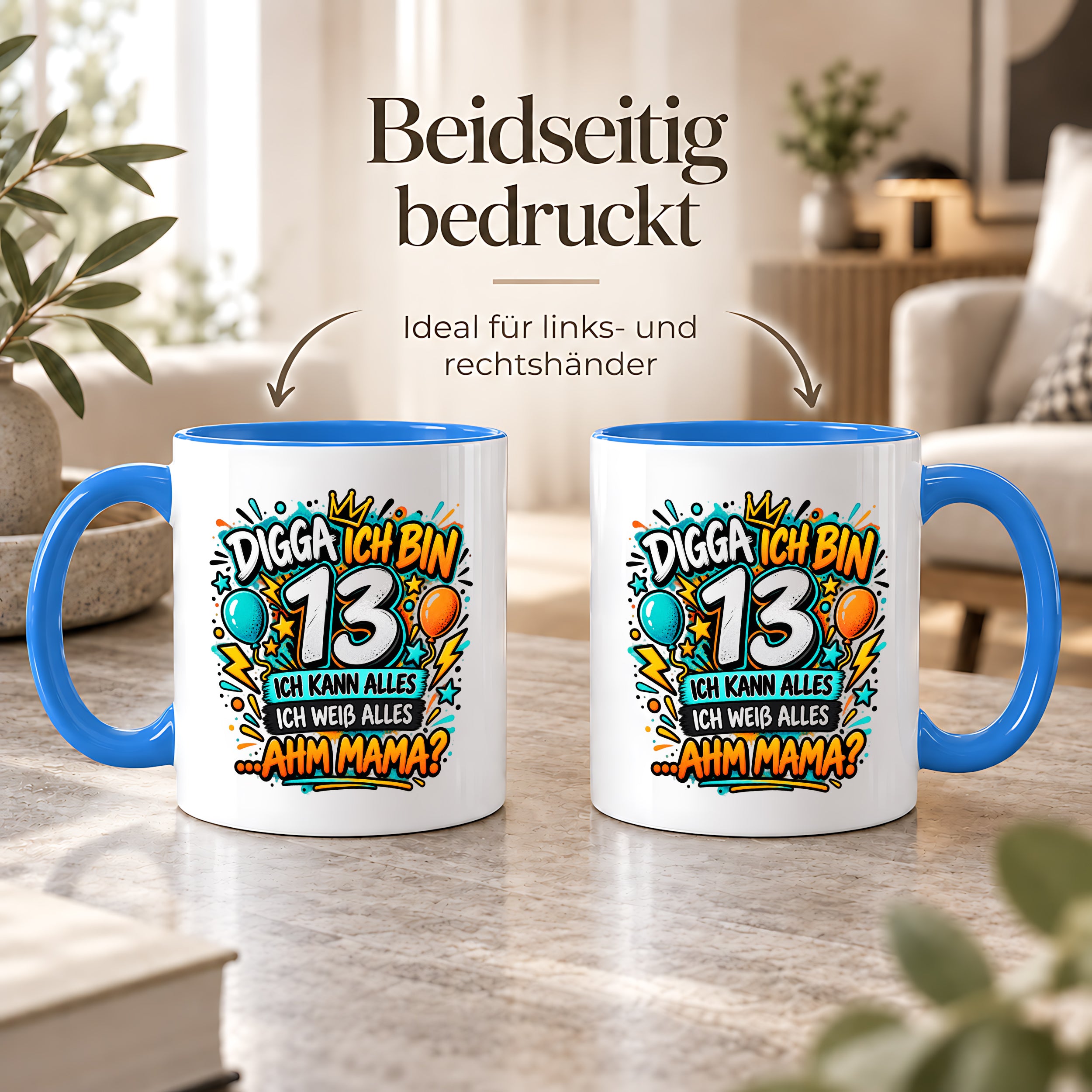 Herzbotschaft Tasse 13 Geburtstag Teenager Geschenk 330 ml