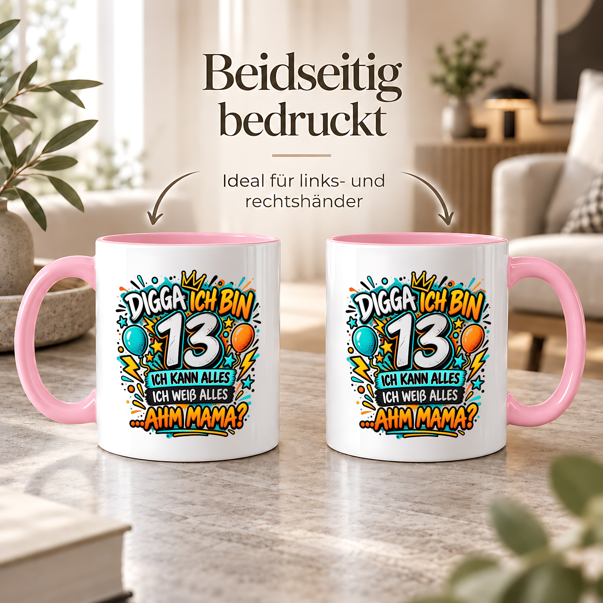 Herzbotschaft Tasse 13 Geburtstag Teenager Geschenk 330 ml
