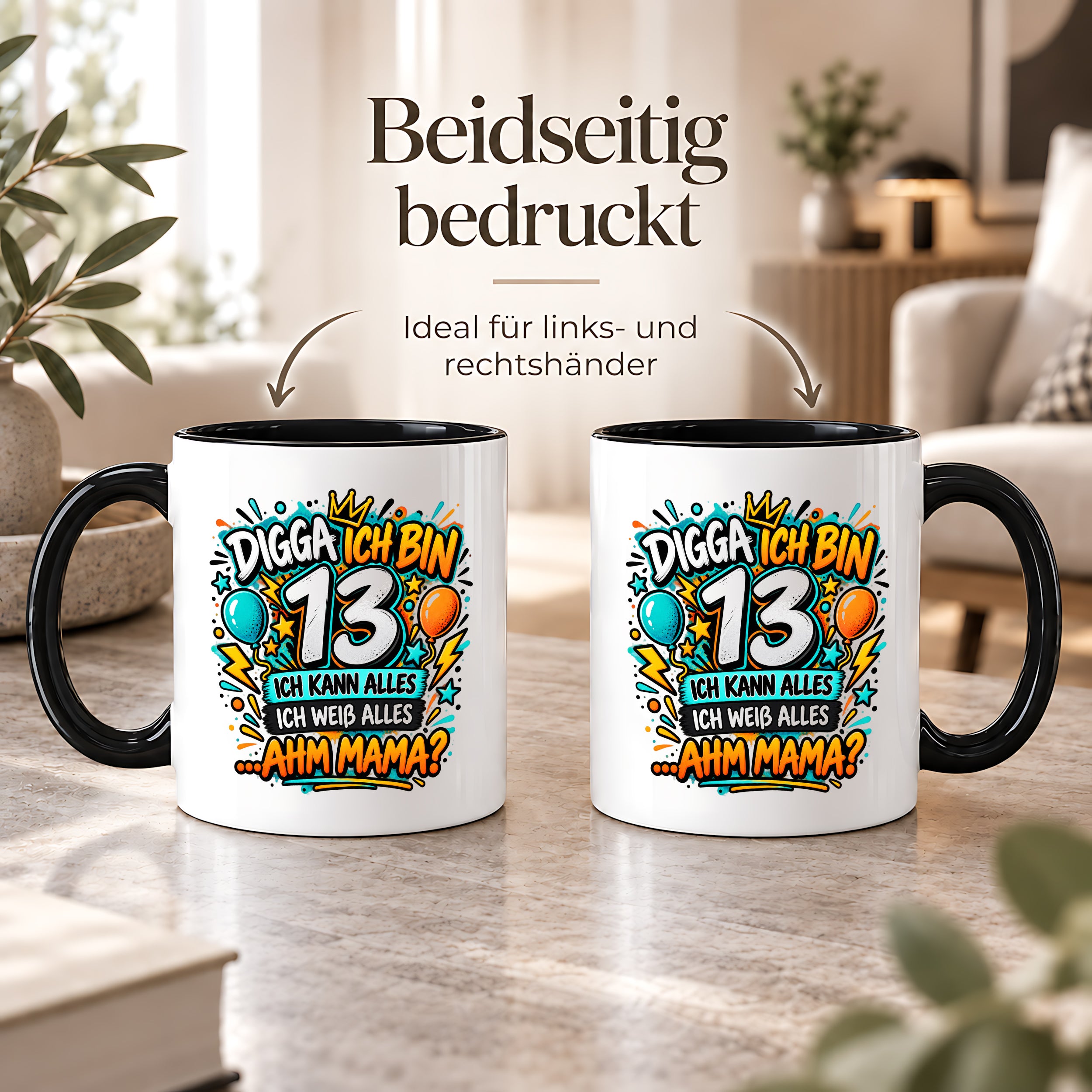 Herzbotschaft Tasse 13 Geburtstag Teenager Geschenk 330 ml