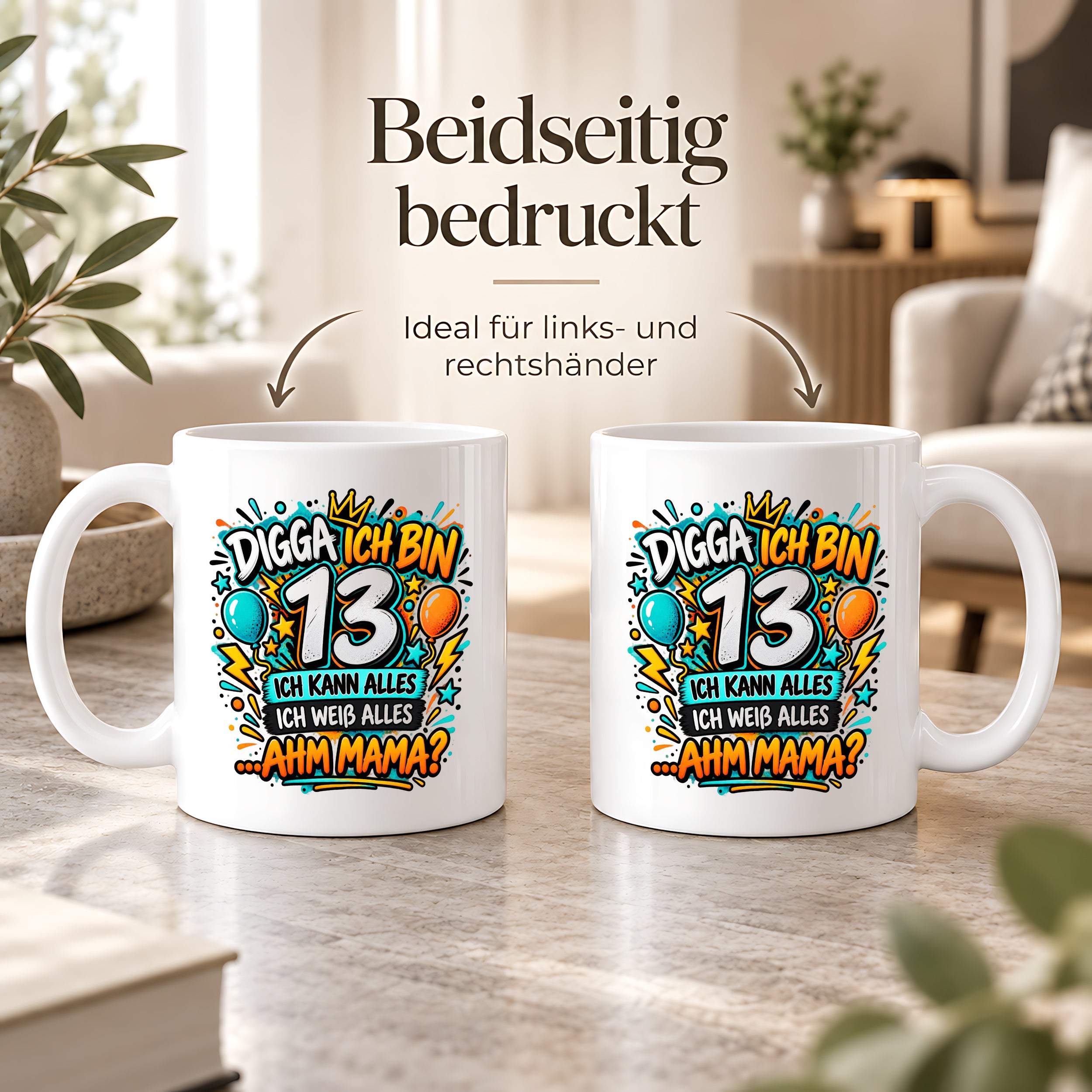 Herzbotschaft Tasse 13 Geburtstag Teenager Geschenk 330 ml