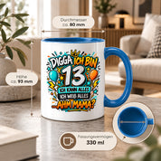 Herzbotschaft Tasse 13 Geburtstag Teenager Geschenk 330 ml