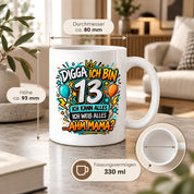 Herzbotschaft Tasse 13 Geburtstag Teenager Geschenk 330 ml