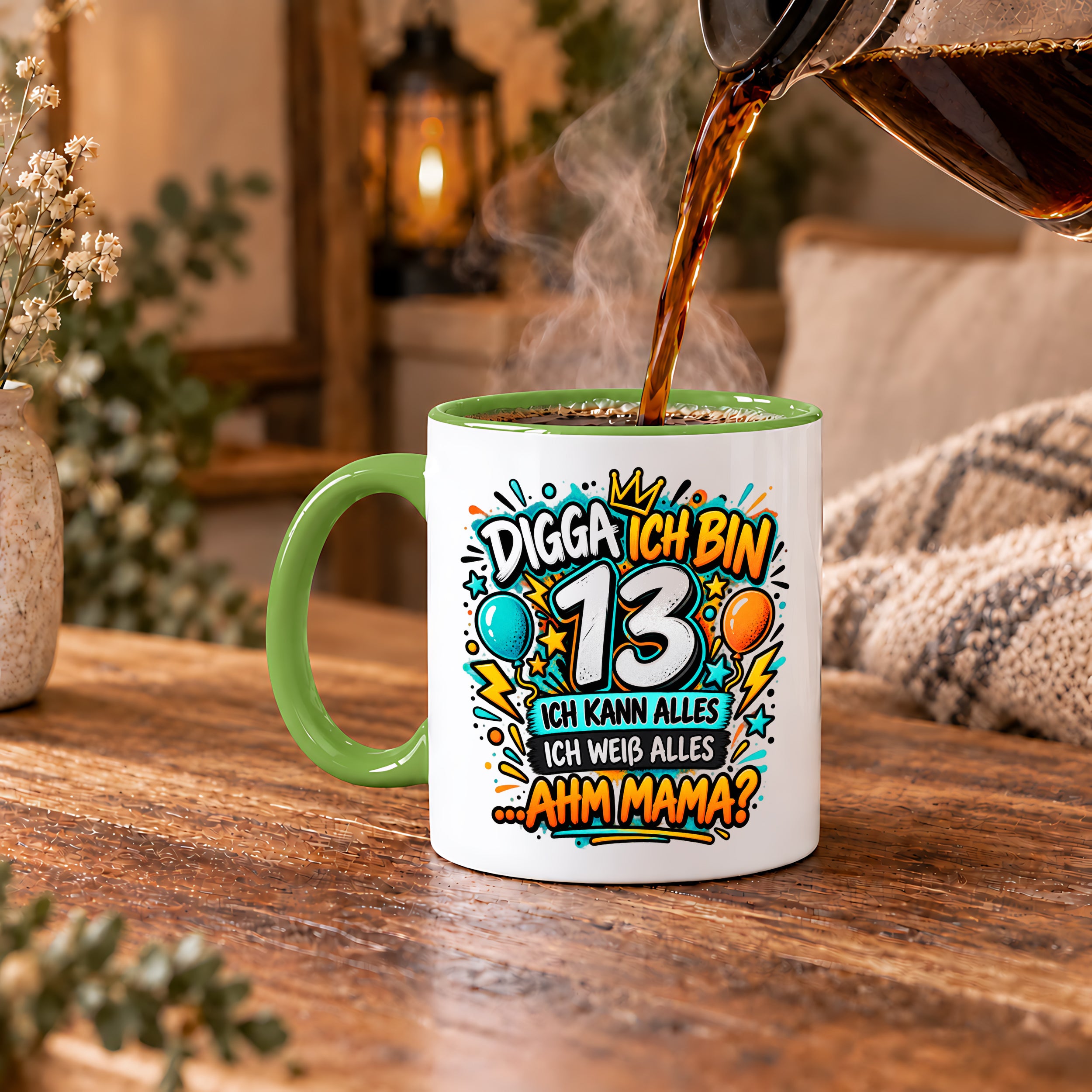 Herzbotschaft Tasse 13 Geburtstag Teenager Geschenk 330 ml