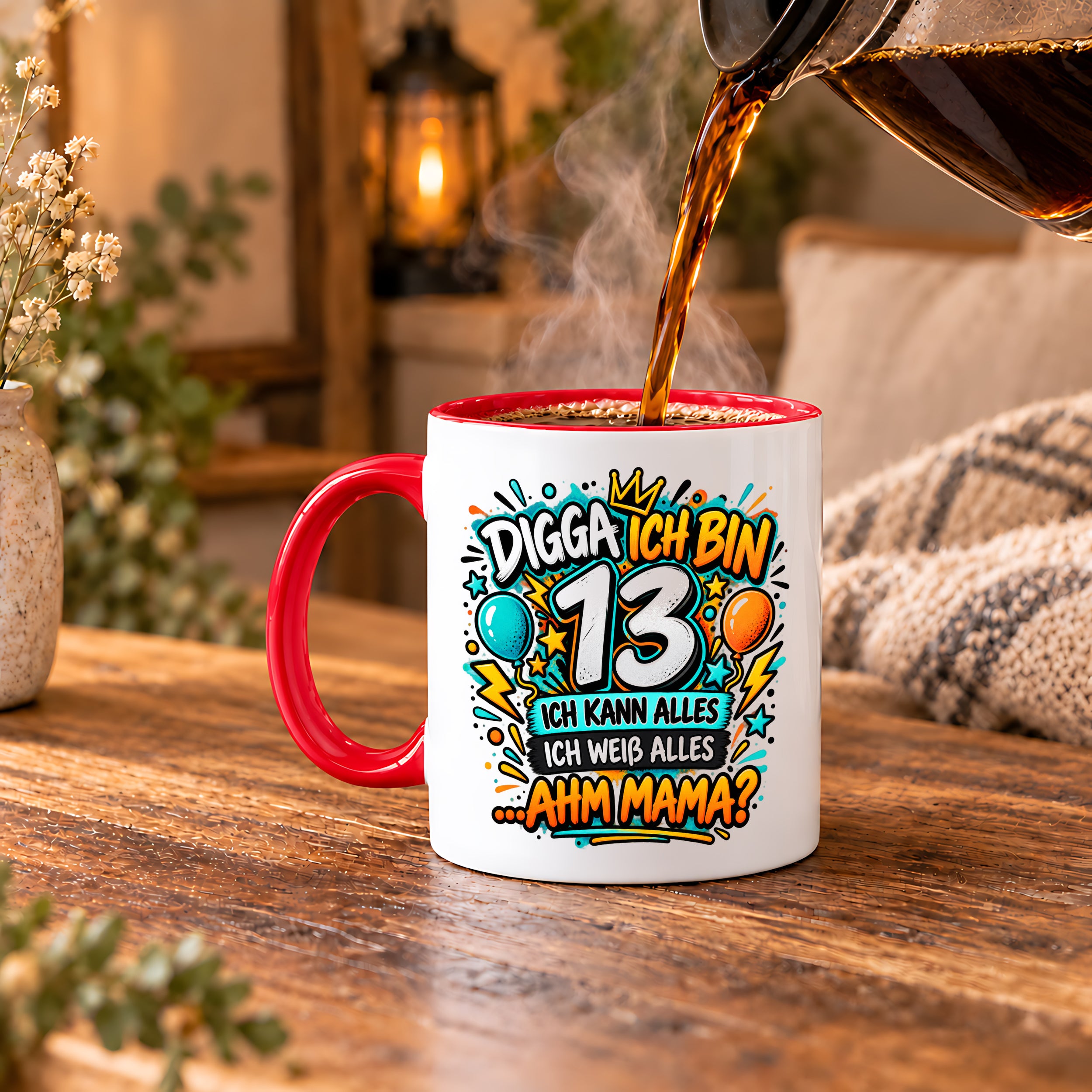 Herzbotschaft Tasse 13 Geburtstag Teenager Geschenk 330 ml