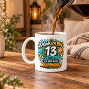 Herzbotschaft Tasse 13 Geburtstag Teenager Geschenk 330 ml