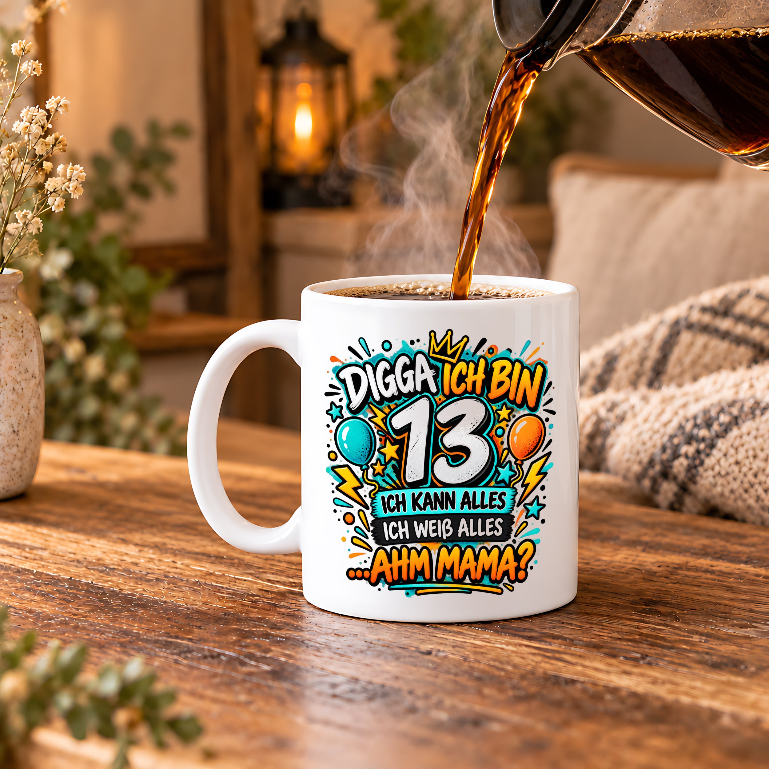 Herzbotschaft Tasse 13 Geburtstag Teenager Geschenk 330 ml
