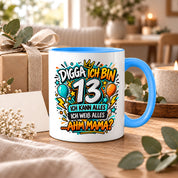 Herzbotschaft Tasse 13 Geburtstag Teenager Geschenk 330 ml