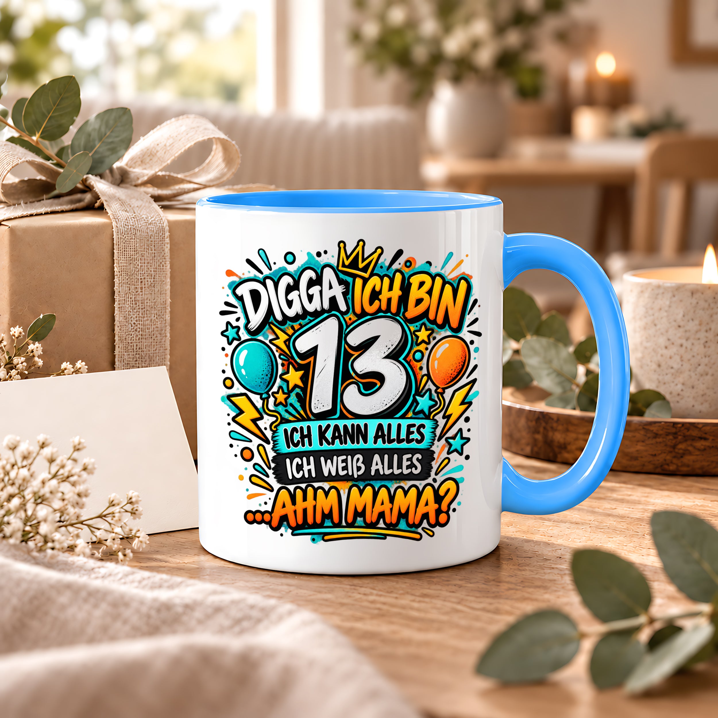 Herzbotschaft Tasse 13 Geburtstag Teenager Geschenk 330 ml