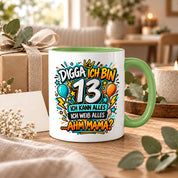Herzbotschaft Tasse 13 Geburtstag Teenager Geschenk 330 ml