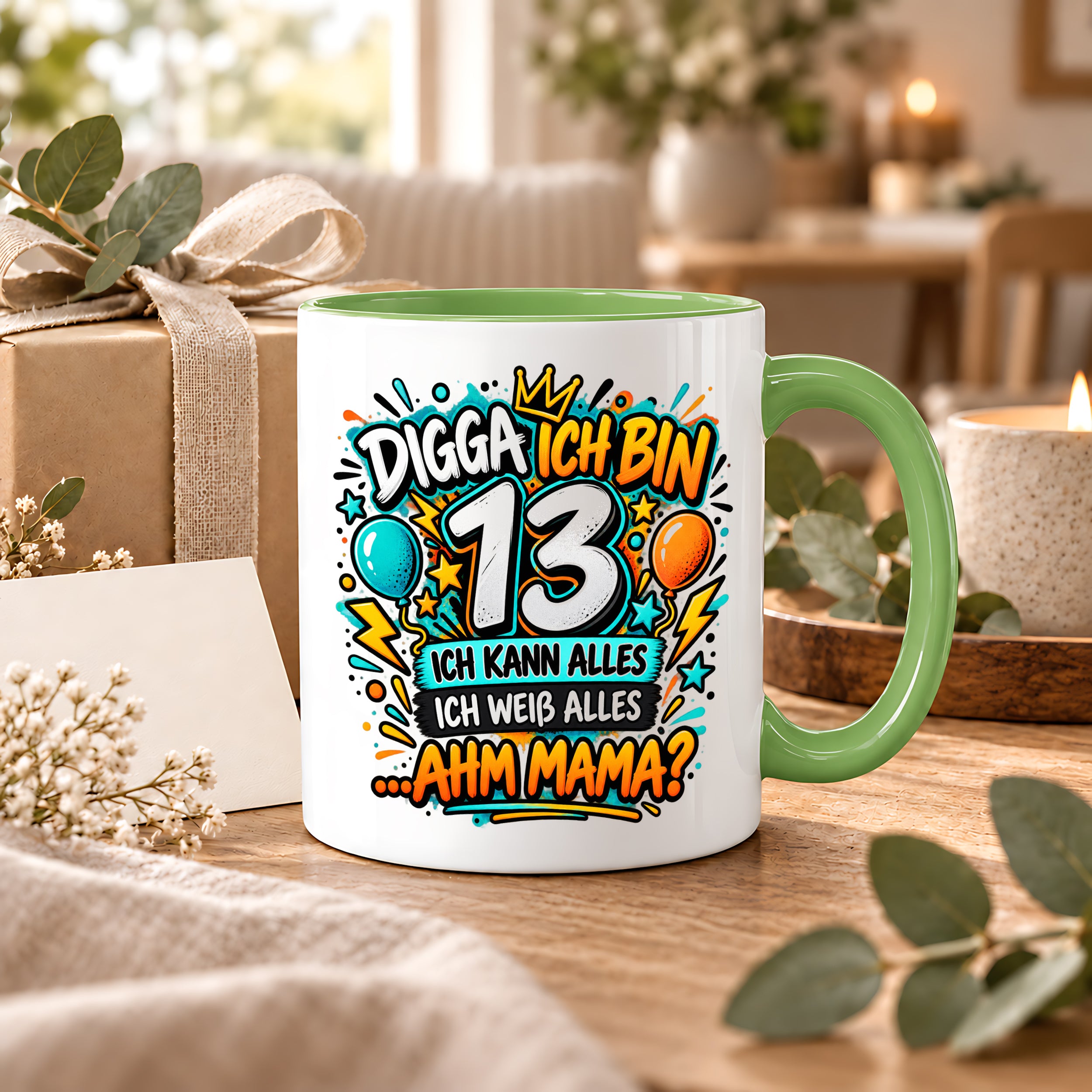 Herzbotschaft Tasse 13 Geburtstag Teenager Geschenk 330 ml