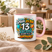 Herzbotschaft Tasse 13 Geburtstag Teenager Geschenk 330 ml