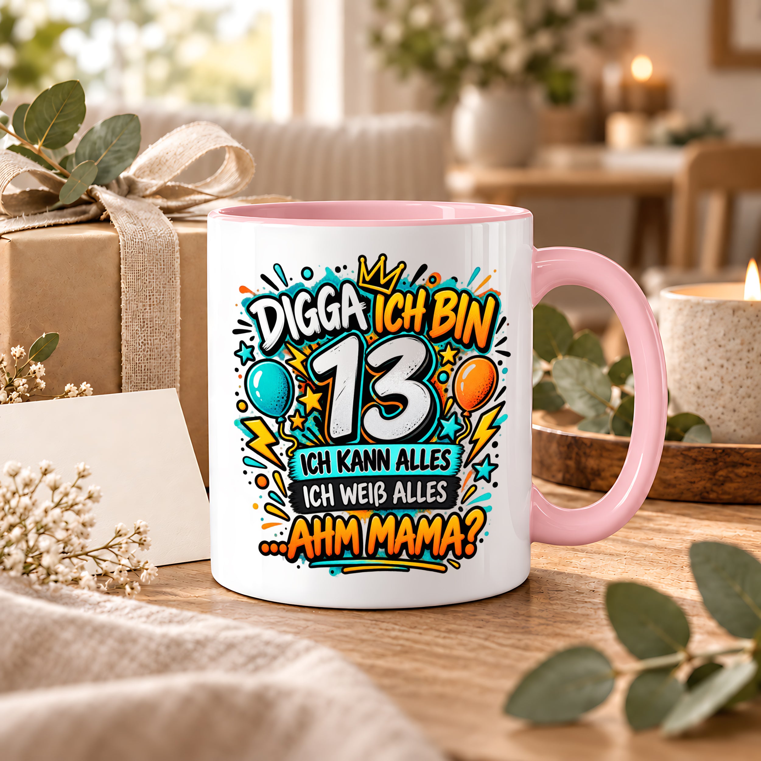 Herzbotschaft Tasse 13 Geburtstag Teenager Geschenk 330 ml