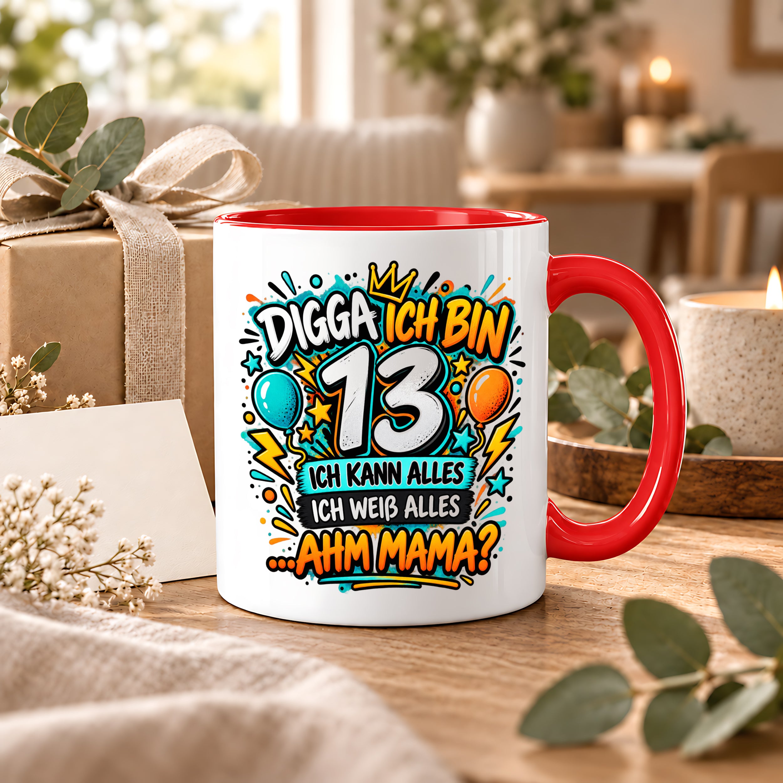 Herzbotschaft Tasse 13 Geburtstag Teenager Geschenk 330 ml