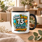 Herzbotschaft Tasse 13 Geburtstag Teenager Geschenk 330 ml