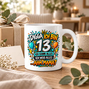 Herzbotschaft Tasse 13 Geburtstag Teenager Geschenk 330 ml