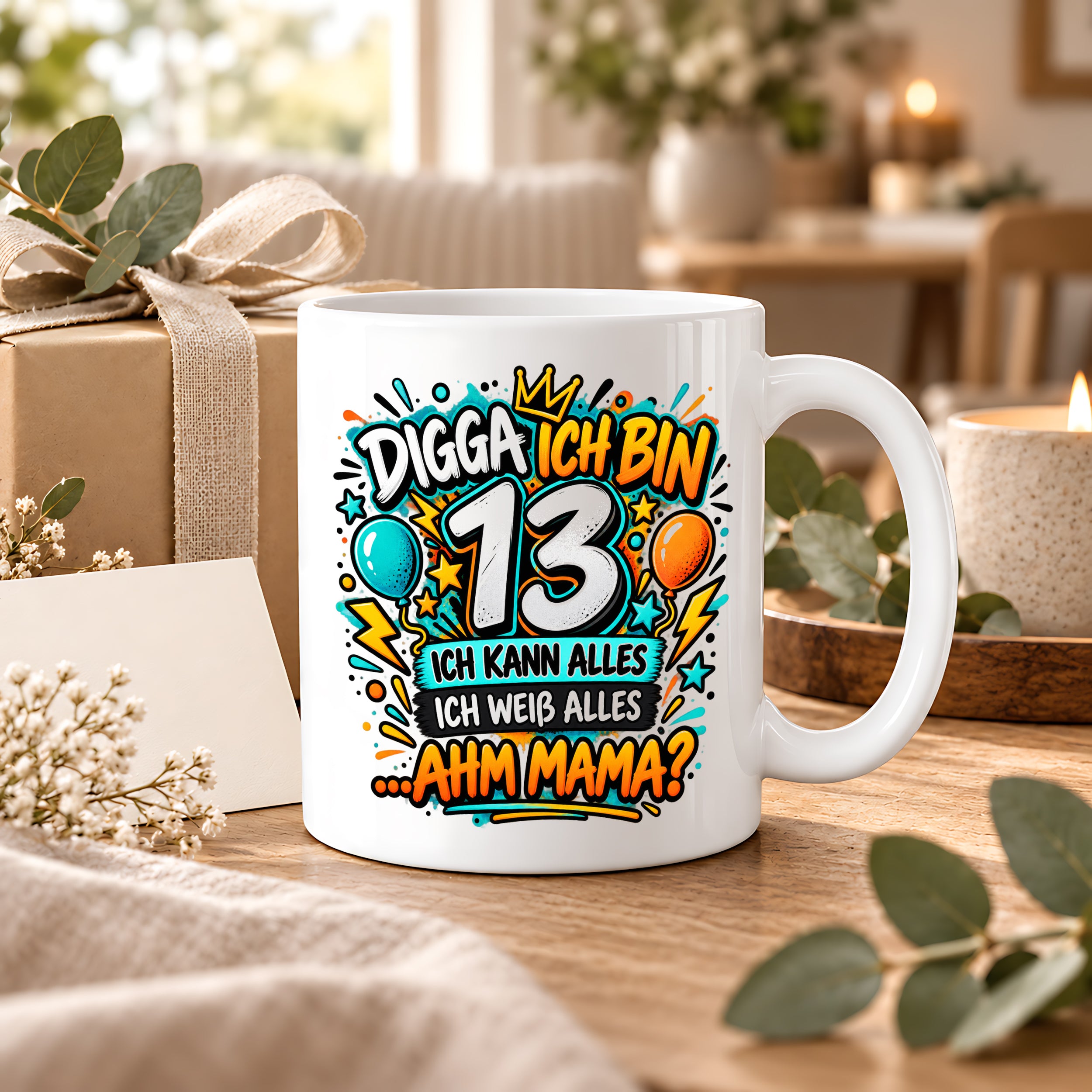 Herzbotschaft Tasse 13 Geburtstag Teenager Geschenk 330 ml