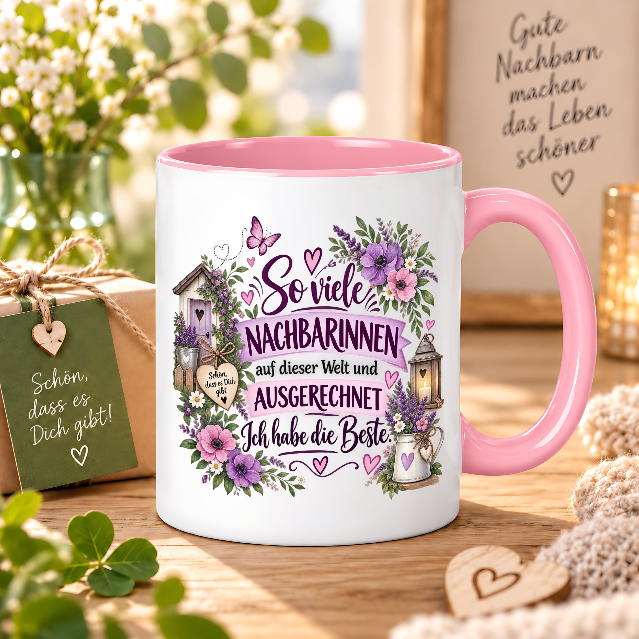 Herzbotschaft Tasse Nachbarin Beste Nachbarin Geschenk 330 ml