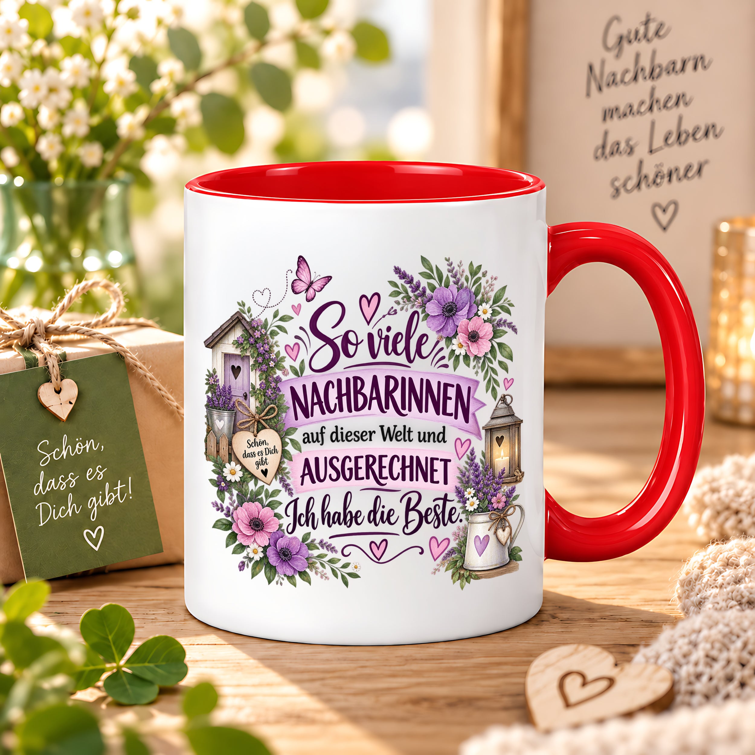 Herzbotschaft Tasse Nachbarin Beste Nachbarin Geschenk 330 ml