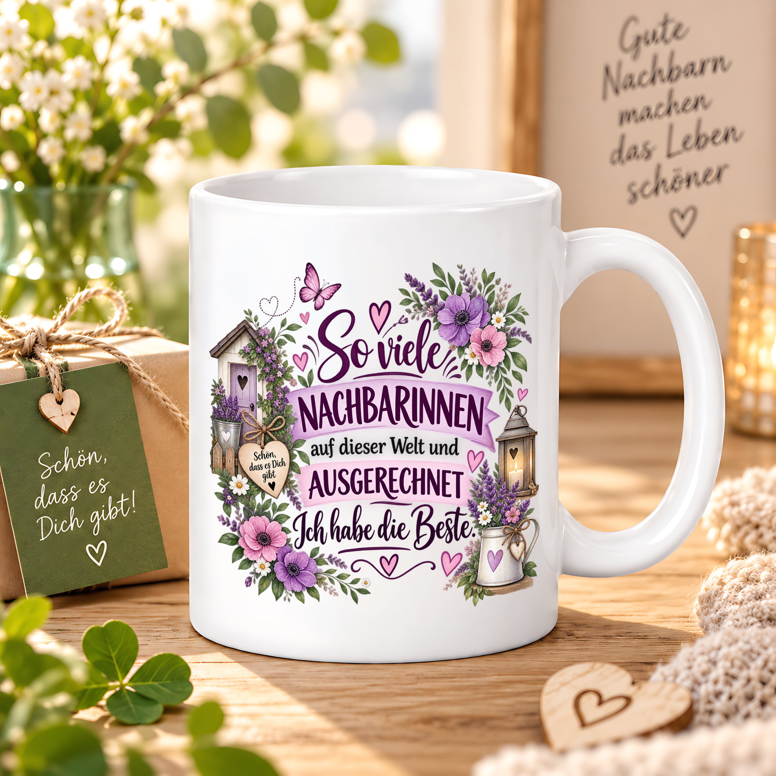 Herzbotschaft Tasse Nachbarin Beste Nachbarin Geschenk 330 ml