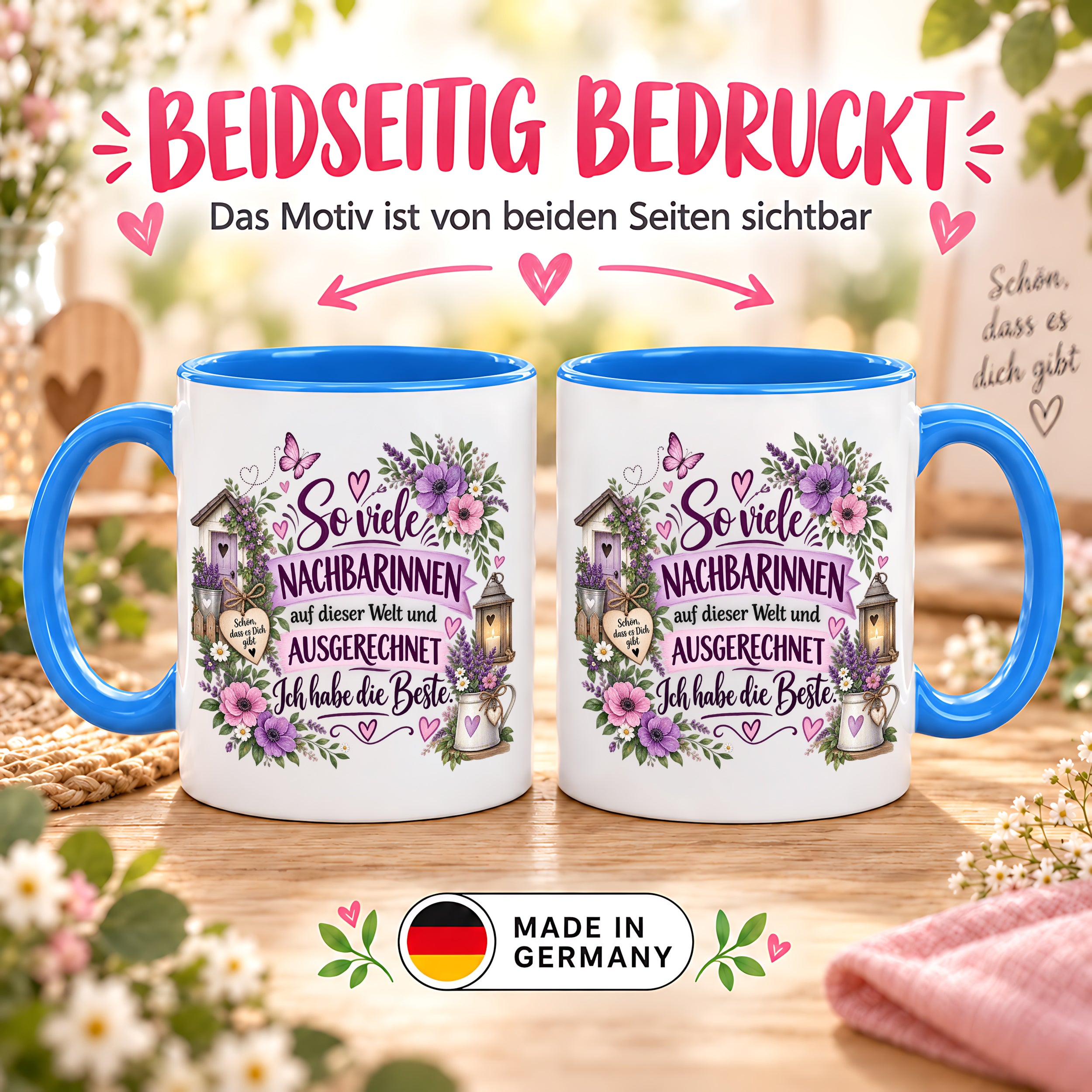 Herzbotschaft Tasse Nachbarin Beste Nachbarin Geschenk 330 ml