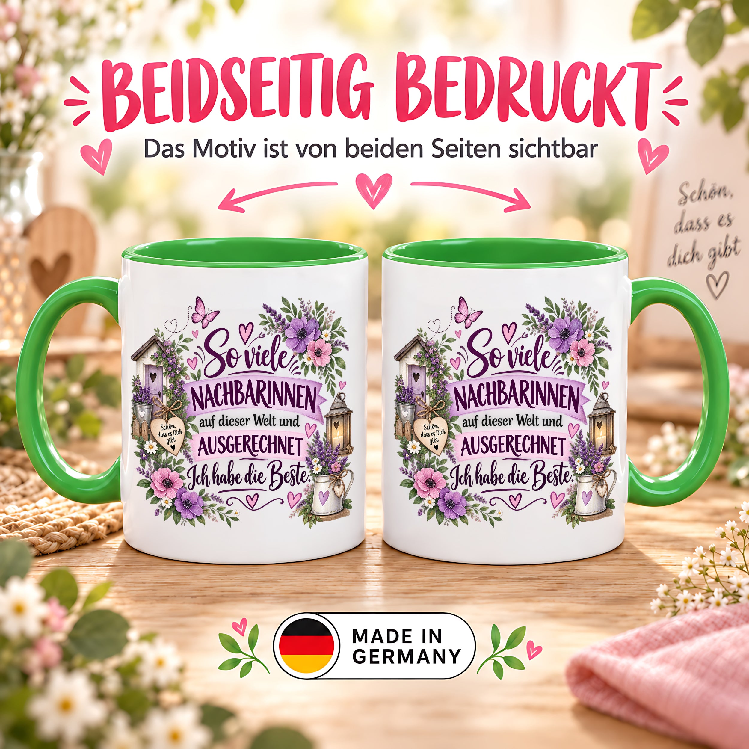Herzbotschaft Tasse Nachbarin Beste Nachbarin Geschenk 330 ml