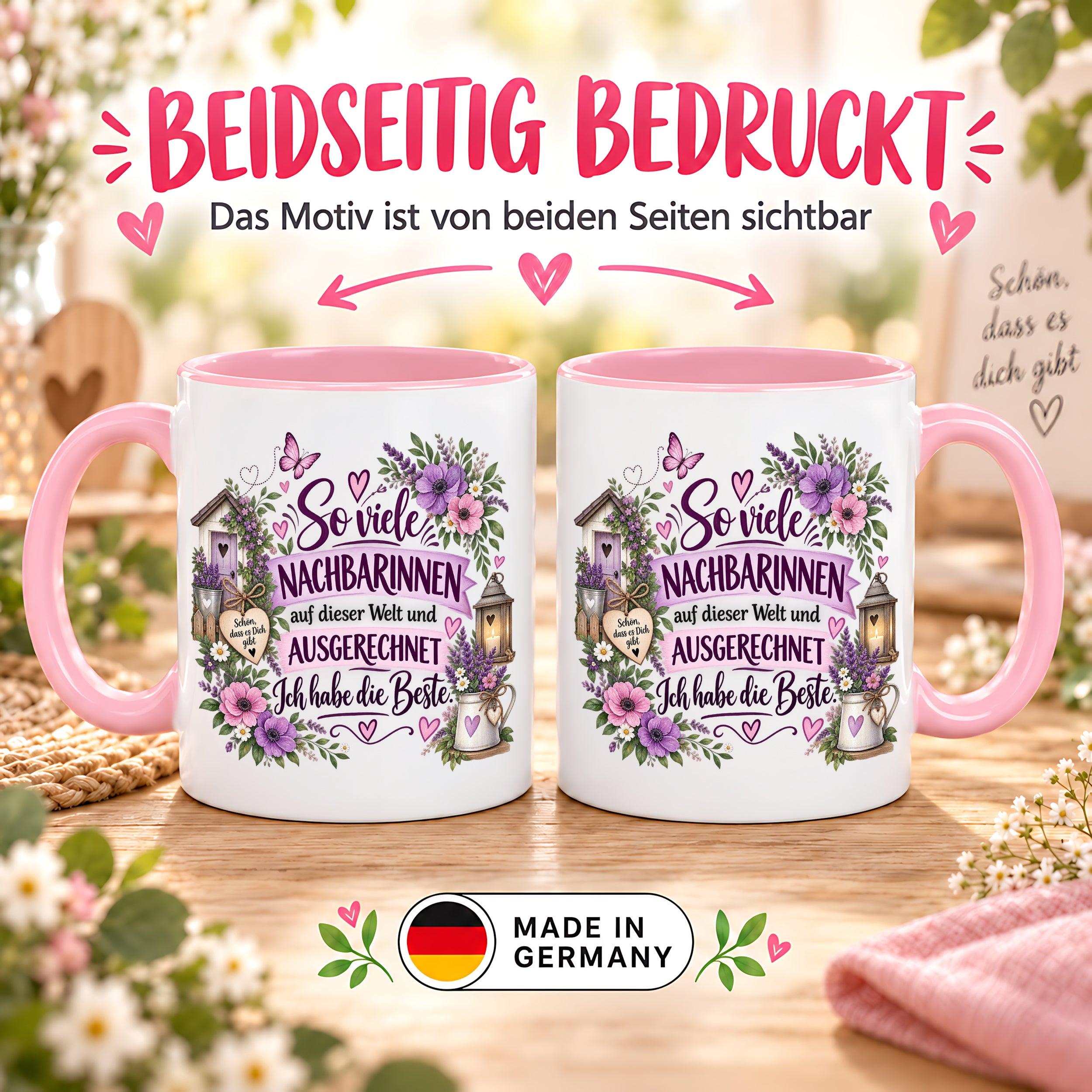Herzbotschaft Tasse Nachbarin Beste Nachbarin Geschenk 330 ml