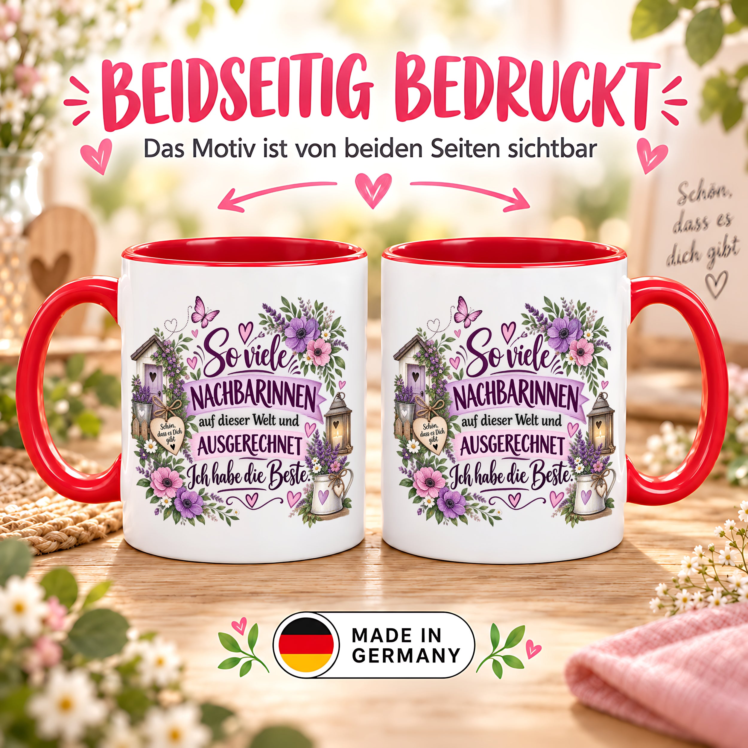 Herzbotschaft Tasse Nachbarin Beste Nachbarin Geschenk 330 ml