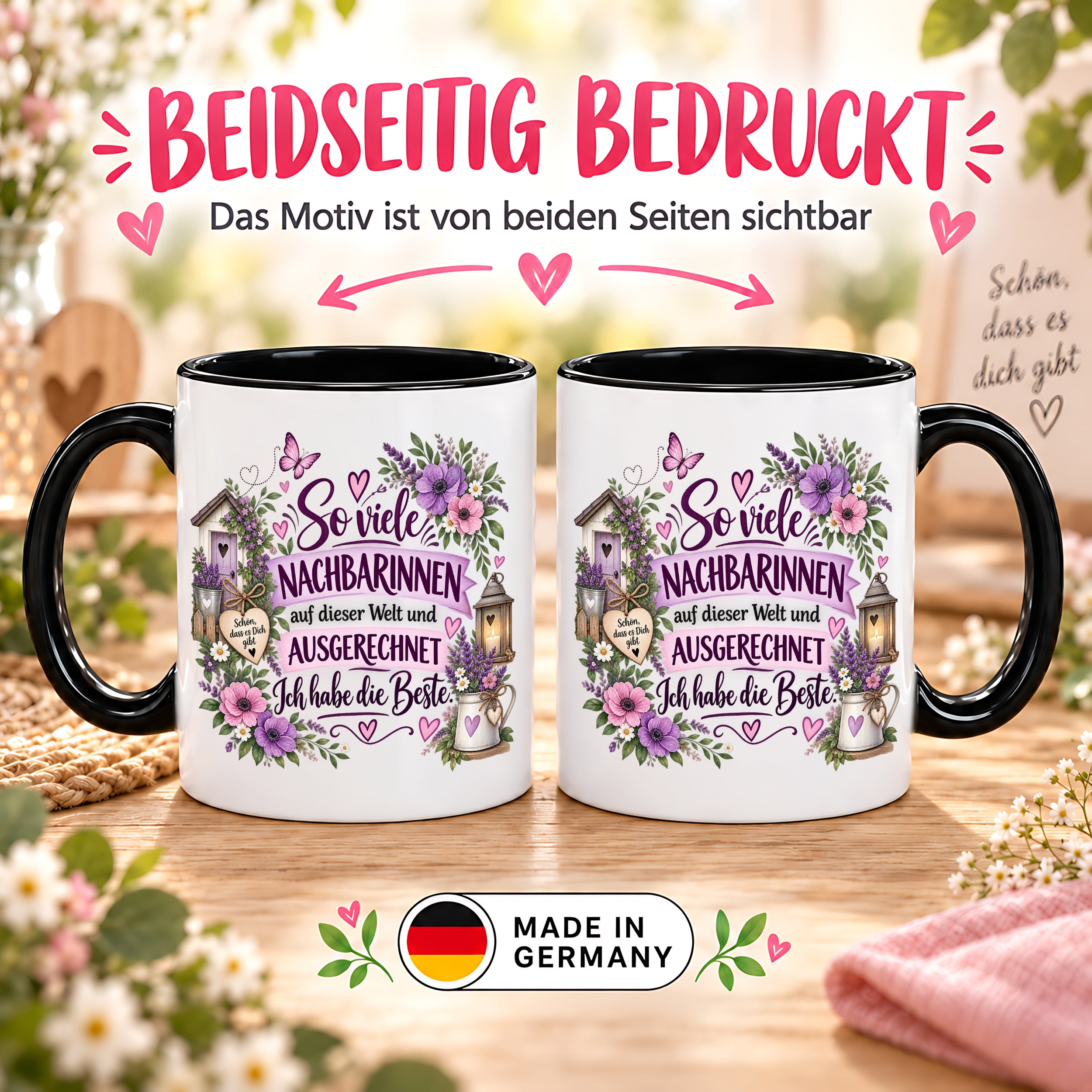 Herzbotschaft Tasse Nachbarin Beste Nachbarin Geschenk 330 ml