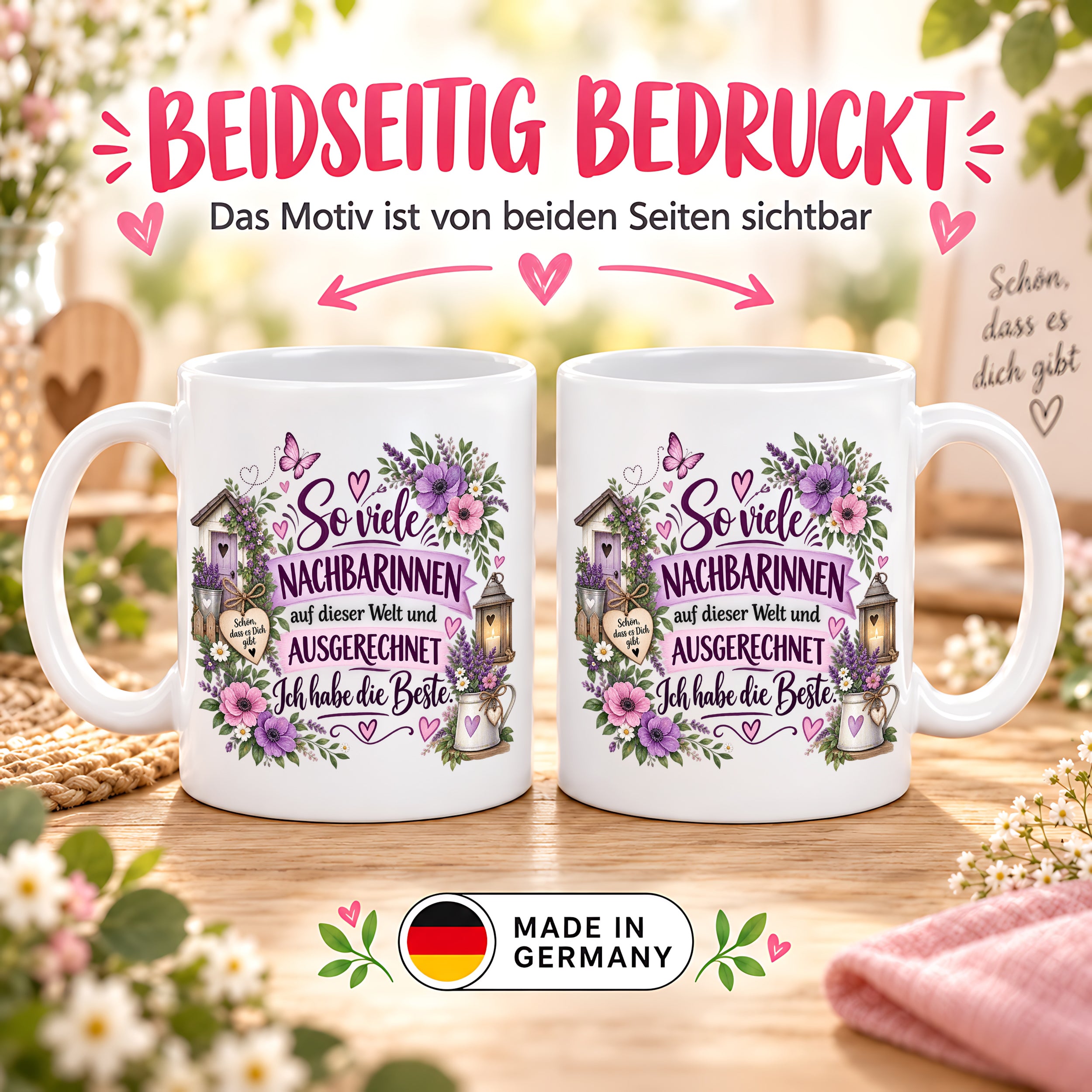 Herzbotschaft Tasse Nachbarin Beste Nachbarin Geschenk 330 ml