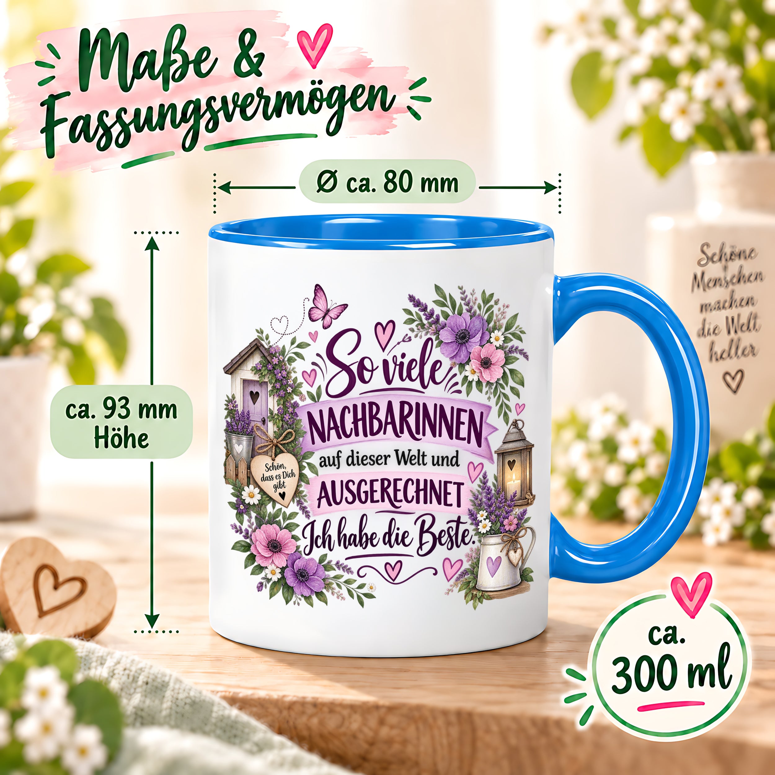 Herzbotschaft Tasse Nachbarin Beste Nachbarin Geschenk 330 ml