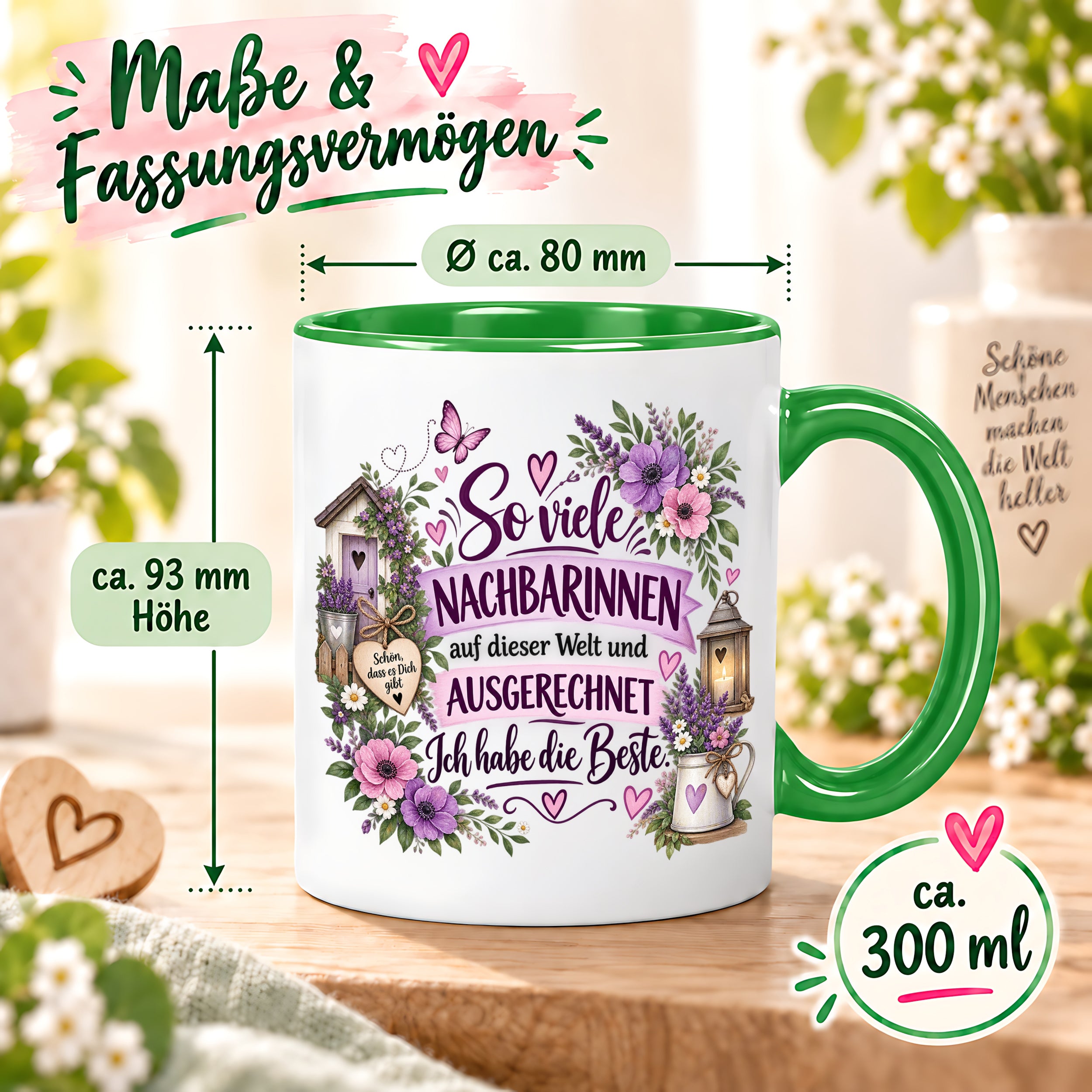 Herzbotschaft Tasse Nachbarin Beste Nachbarin Geschenk 330 ml
