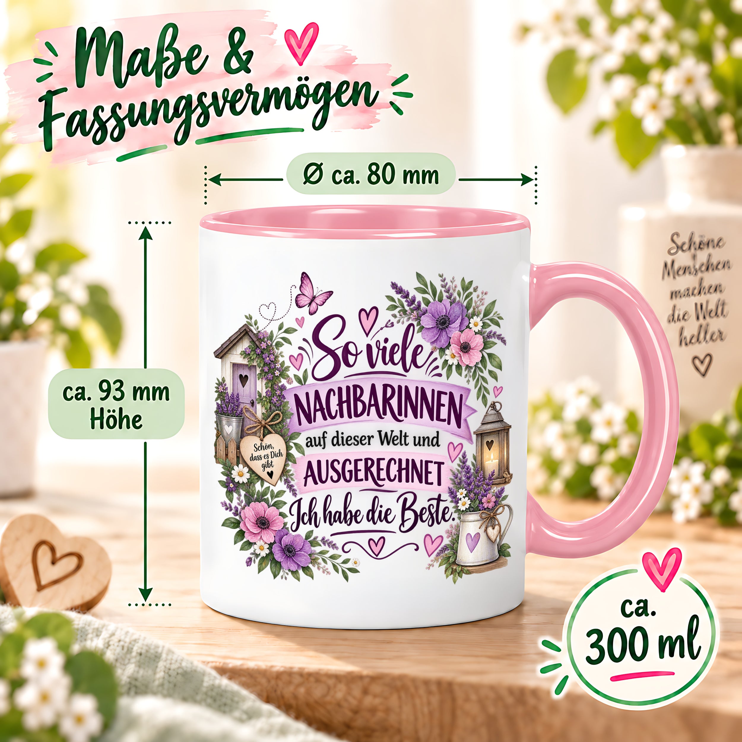 Herzbotschaft Tasse Nachbarin Beste Nachbarin Geschenk 330 ml
