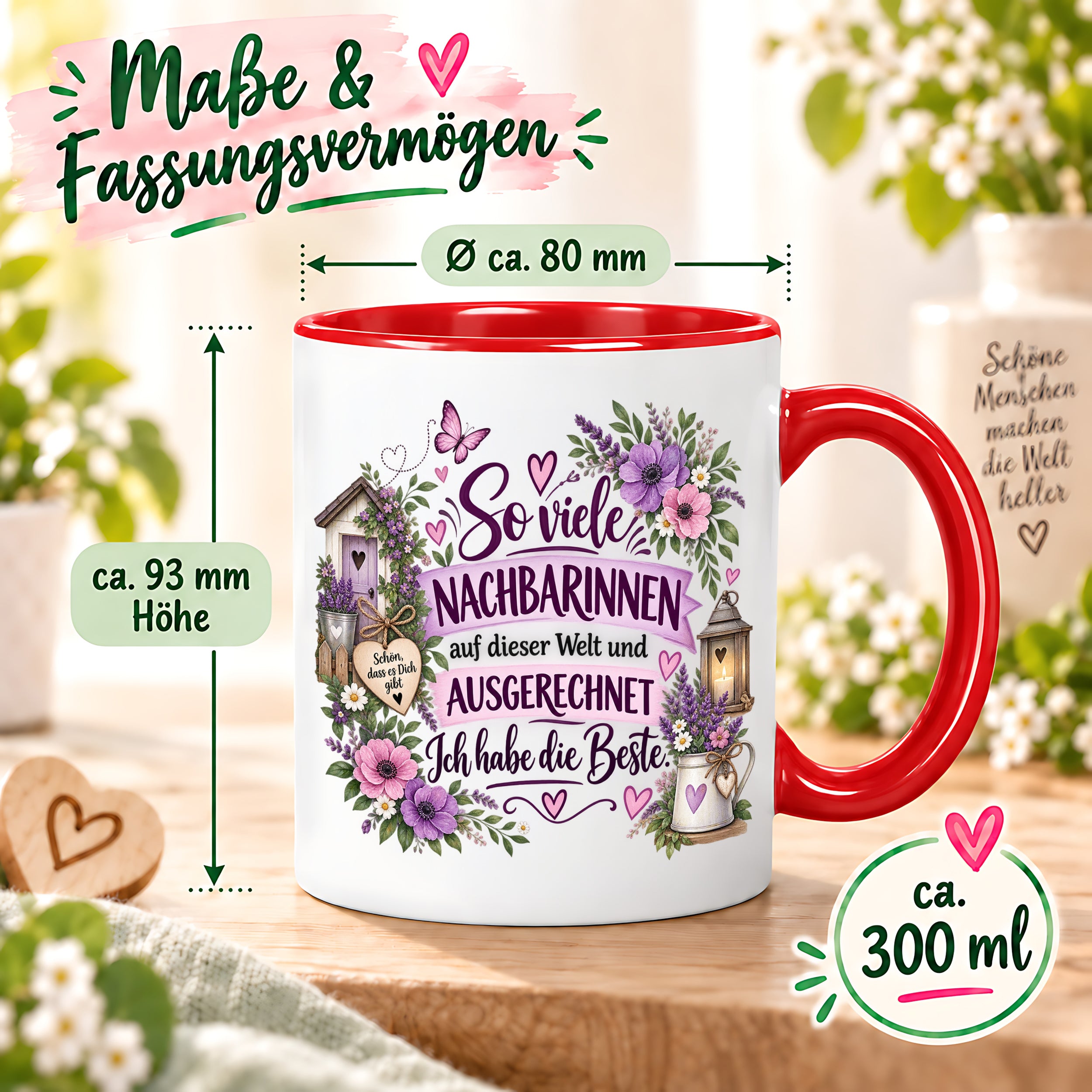 Herzbotschaft Tasse Nachbarin Beste Nachbarin Geschenk 330 ml