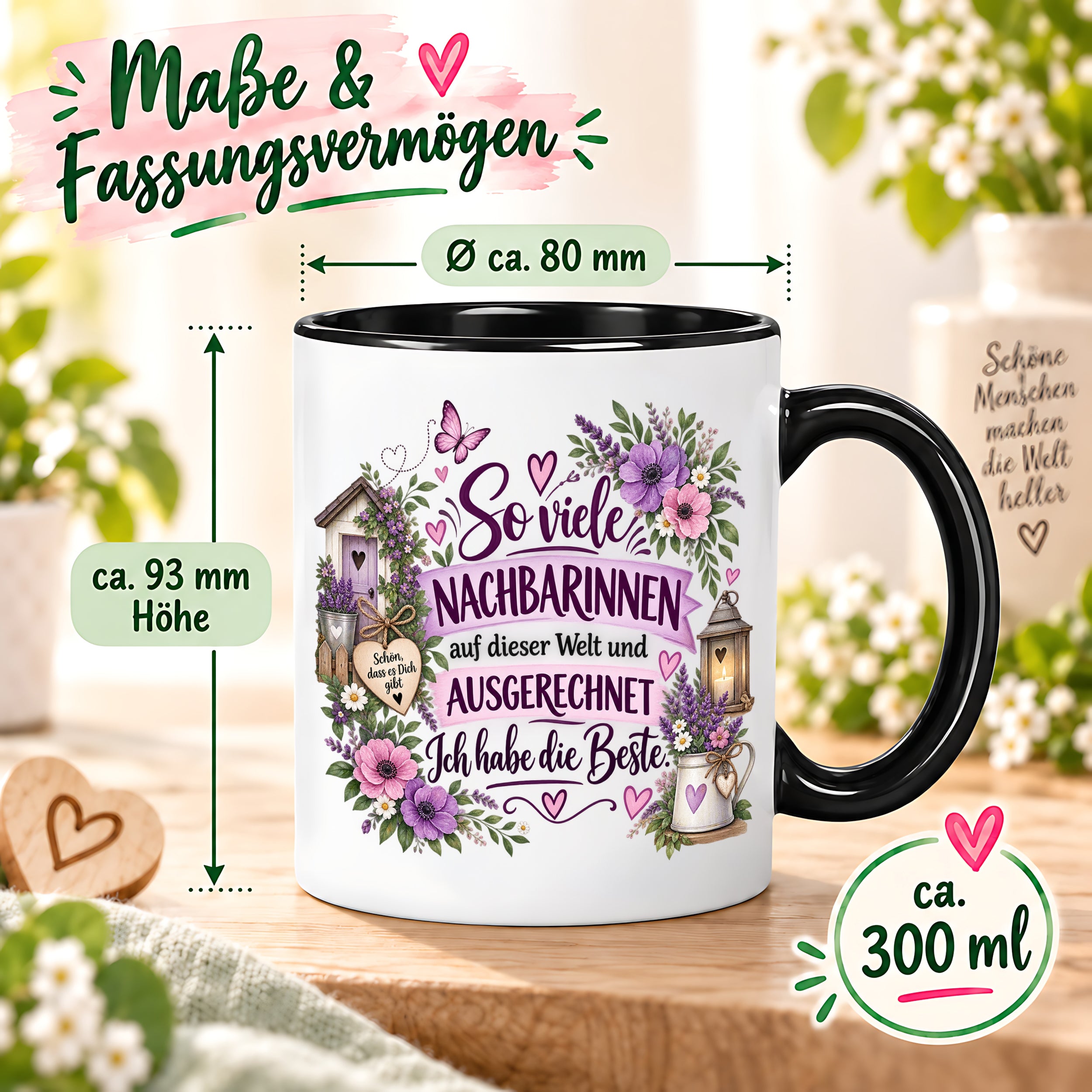 Herzbotschaft Tasse Nachbarin Beste Nachbarin Geschenk 330 ml