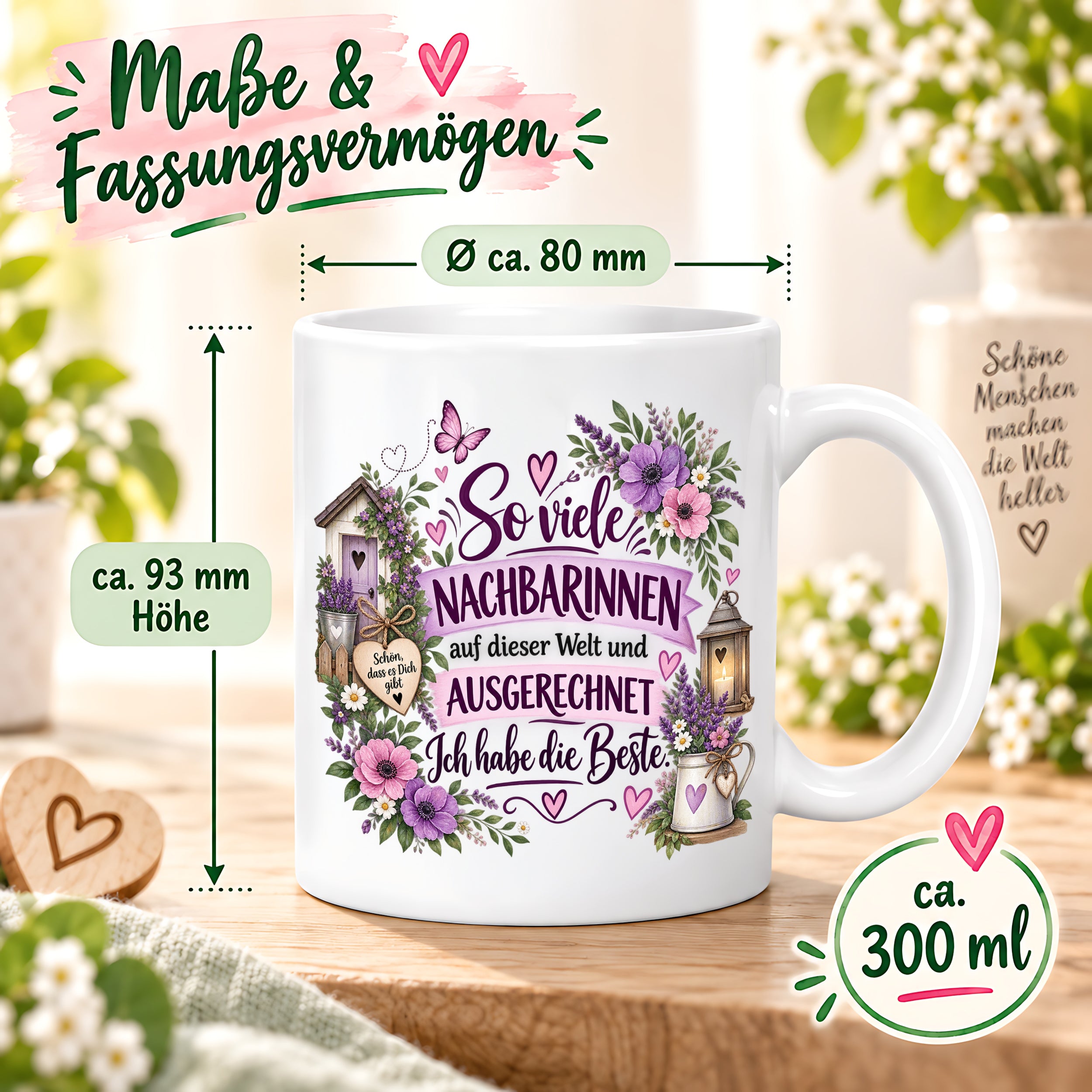 Herzbotschaft Tasse Nachbarin Beste Nachbarin Geschenk 330 ml