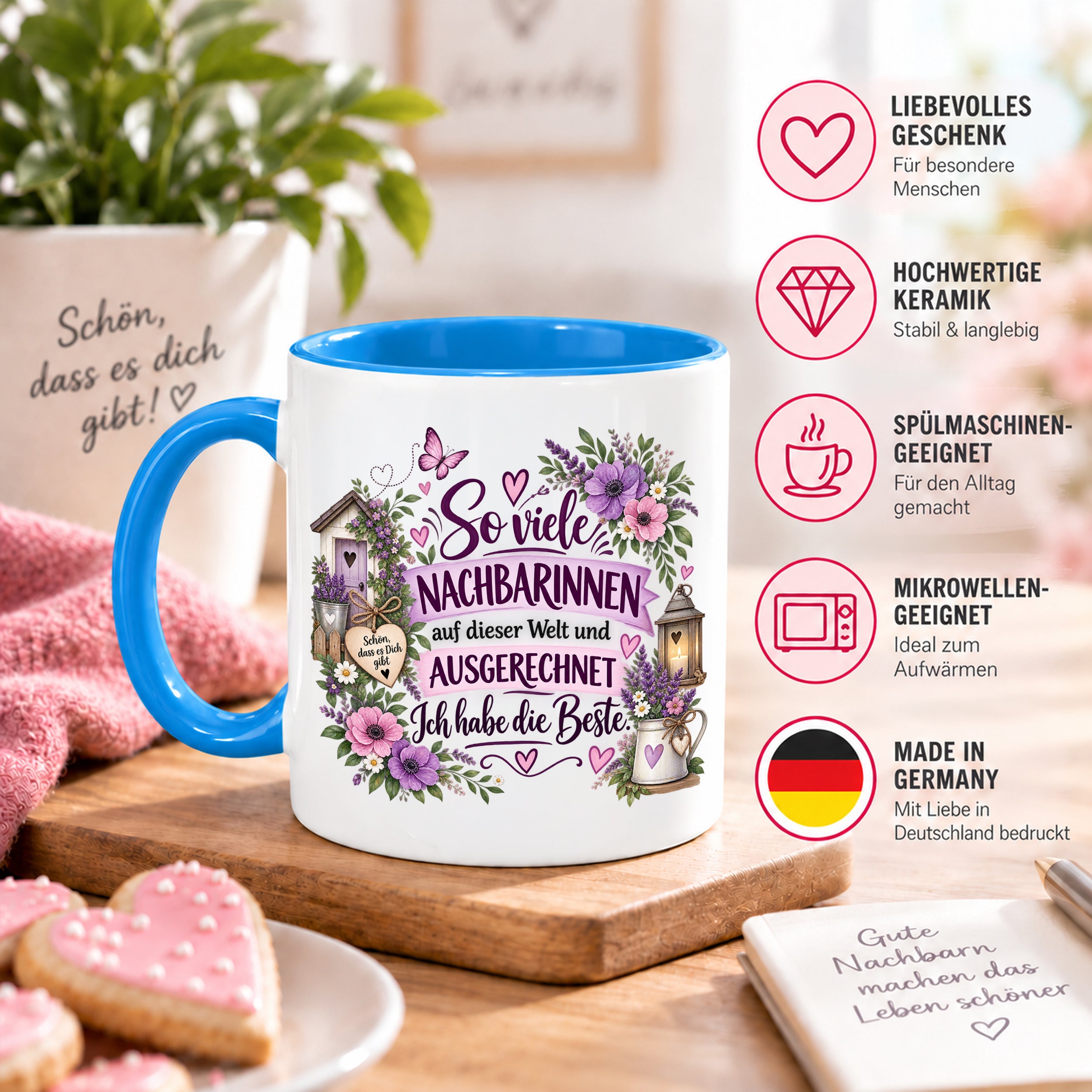 Herzbotschaft Tasse Nachbarin Beste Nachbarin Geschenk 330 ml