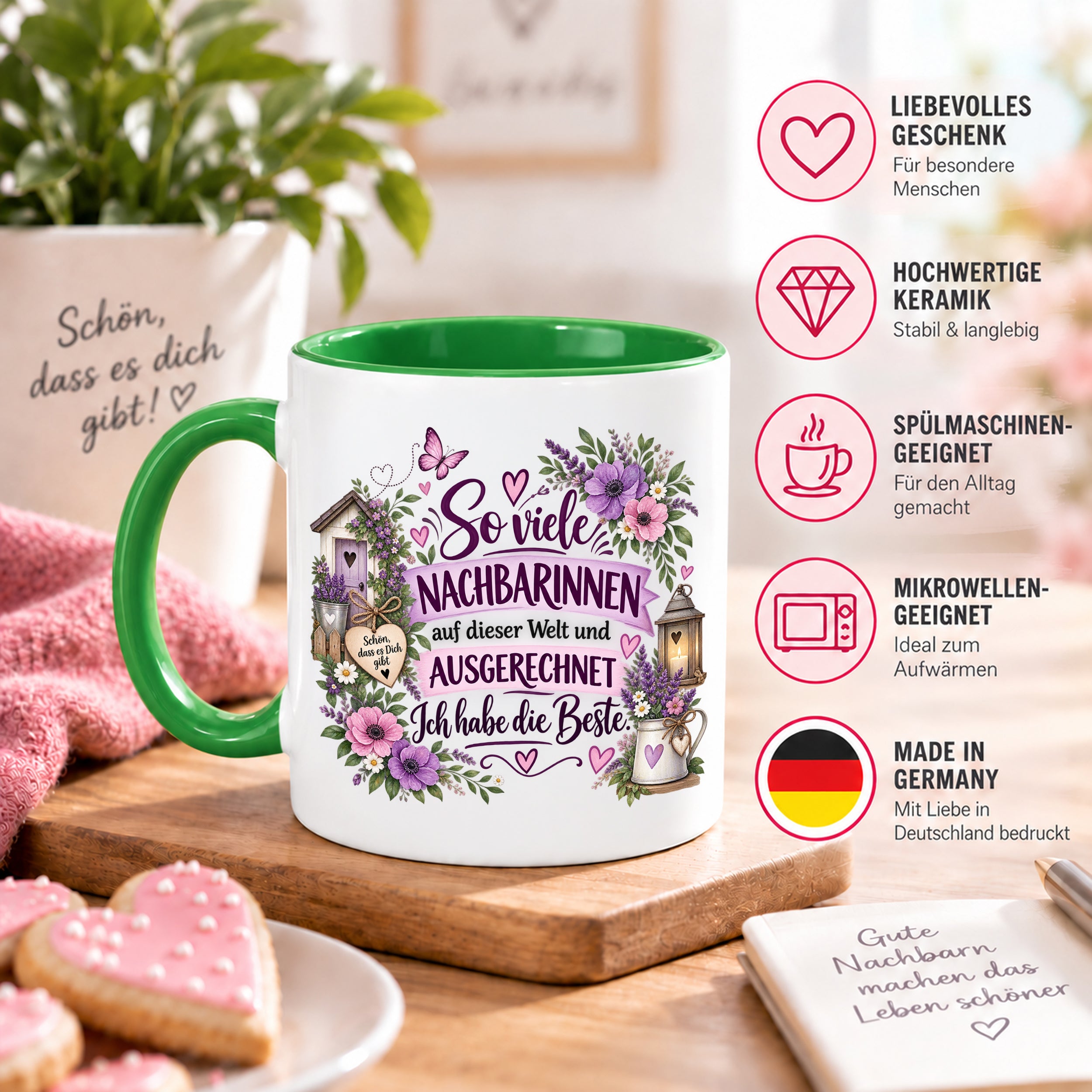 Herzbotschaft Tasse Nachbarin Beste Nachbarin Geschenk 330 ml