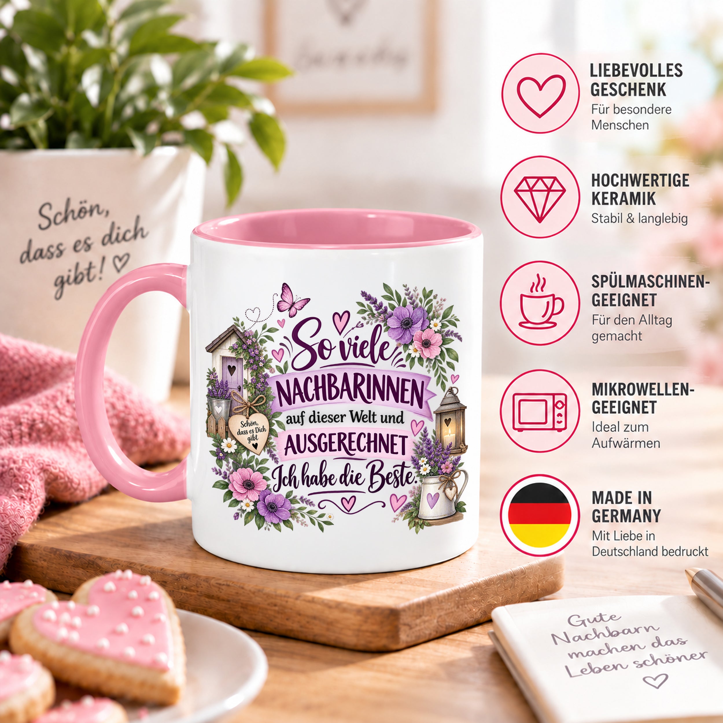 Herzbotschaft Tasse Nachbarin Beste Nachbarin Geschenk 330 ml