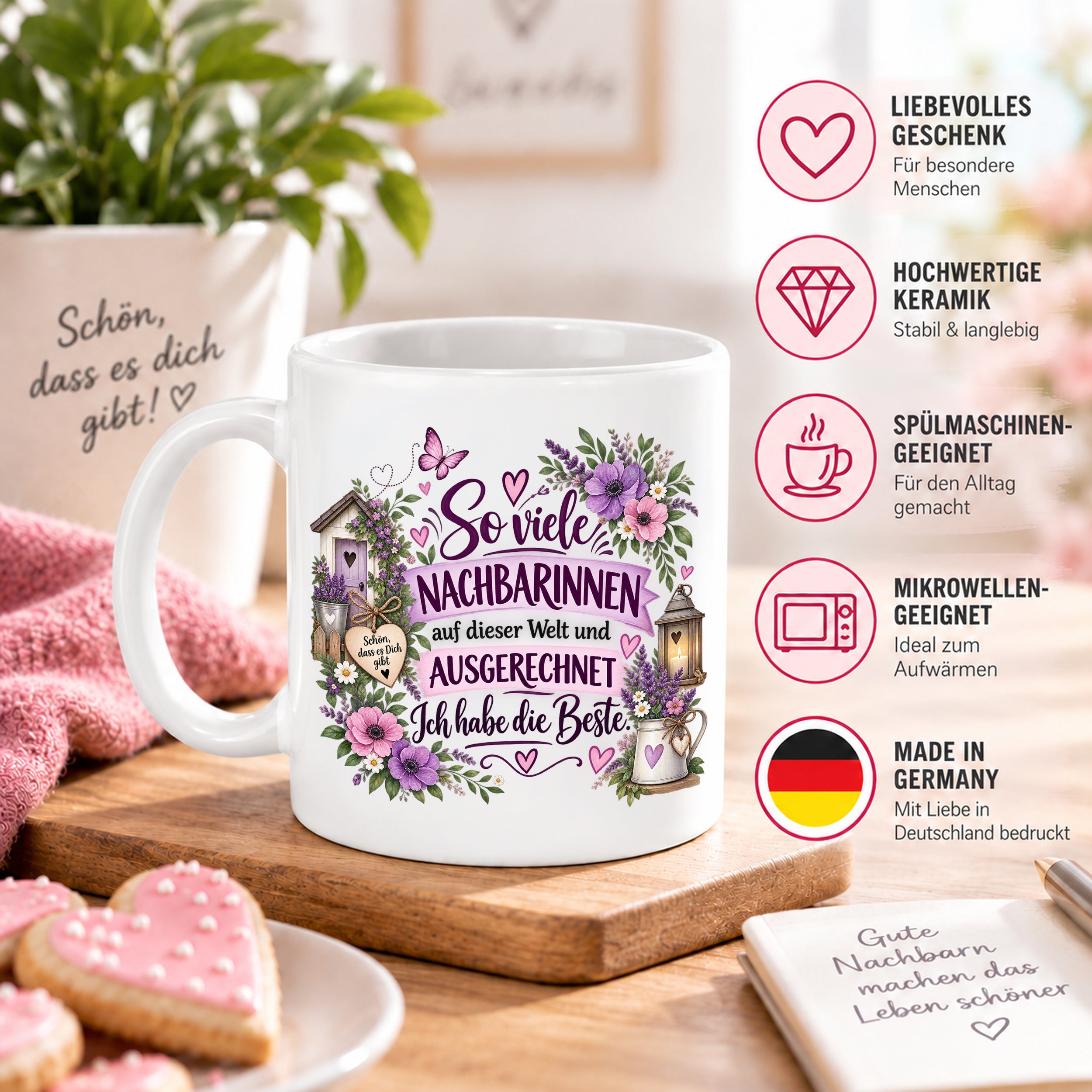 Herzbotschaft Tasse Nachbarin Beste Nachbarin Geschenk 330 ml
