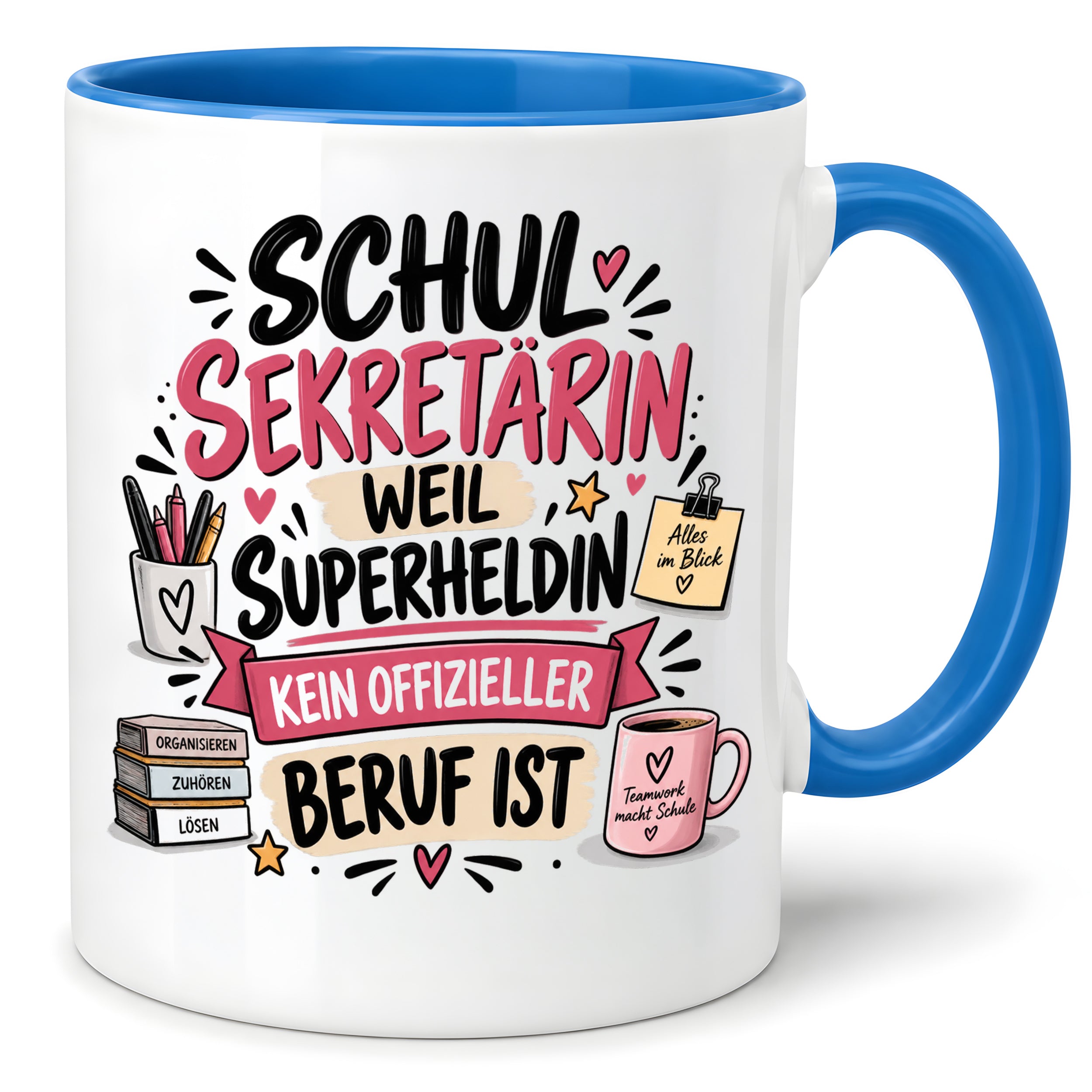 Herzbotschaft Tasse Schulsekretärin Geschenk mit Spruch 330 ml