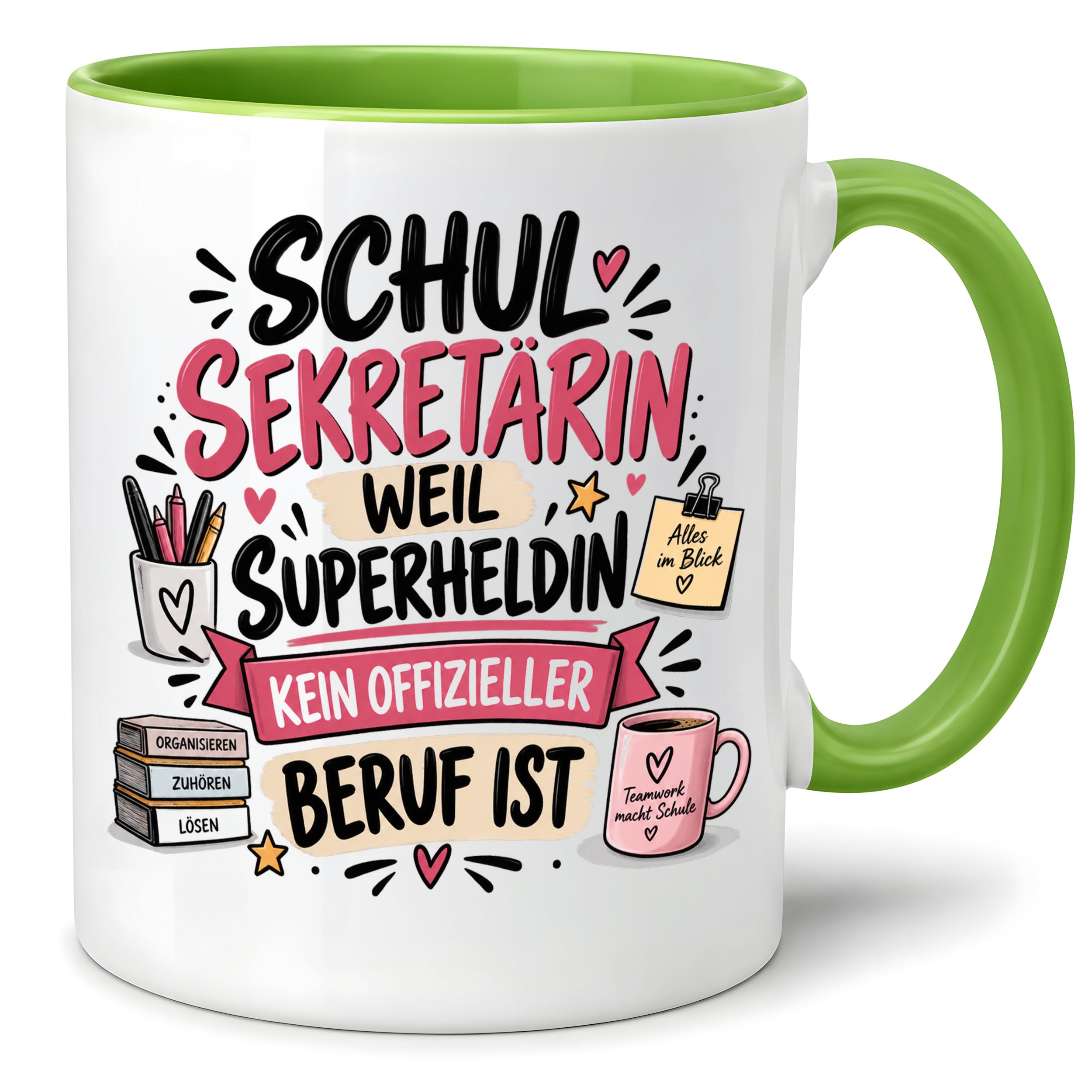 Herzbotschaft Tasse Schulsekretärin Geschenk mit Spruch 330 ml
