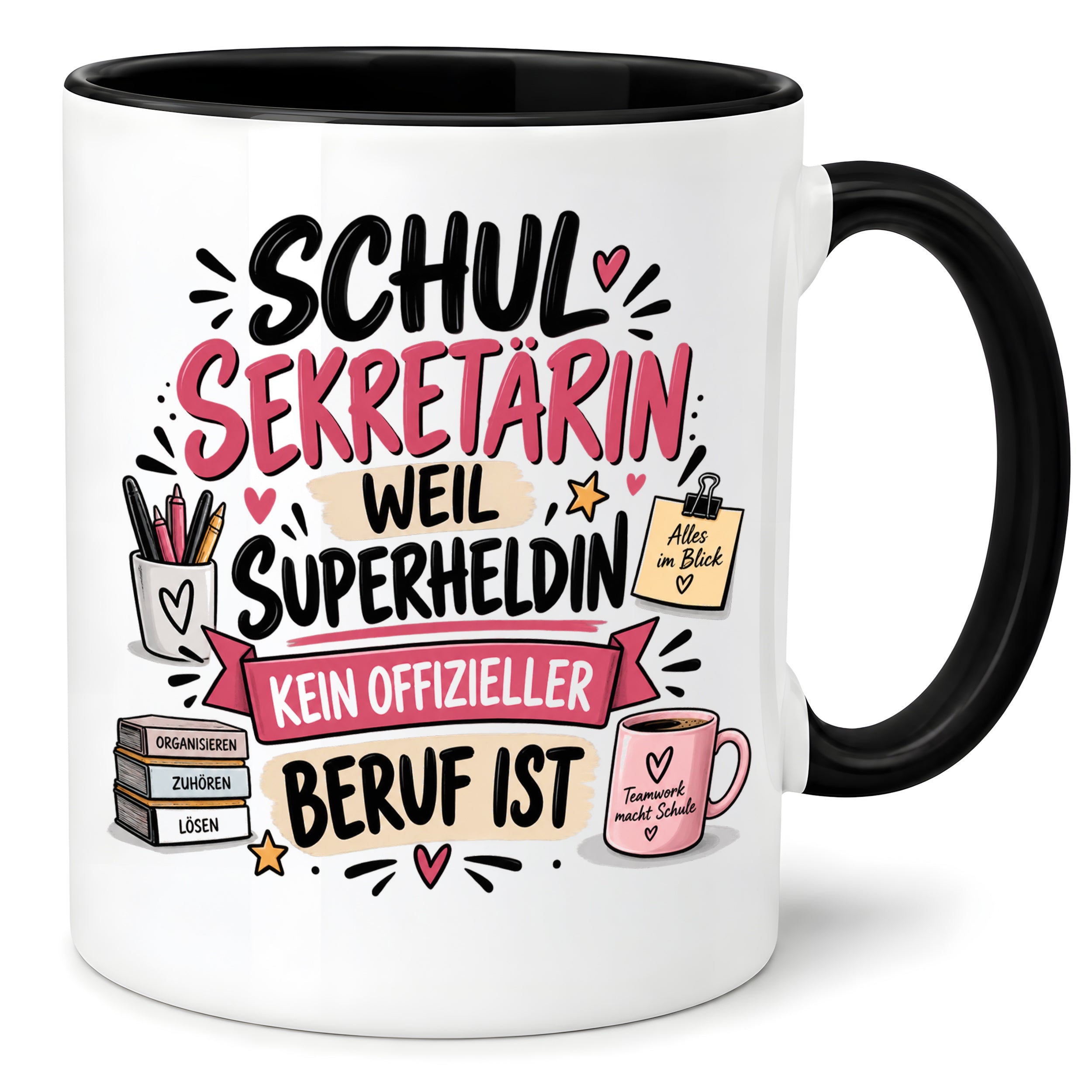 Herzbotschaft Tasse Schulsekretärin Geschenk mit Spruch 330 ml
