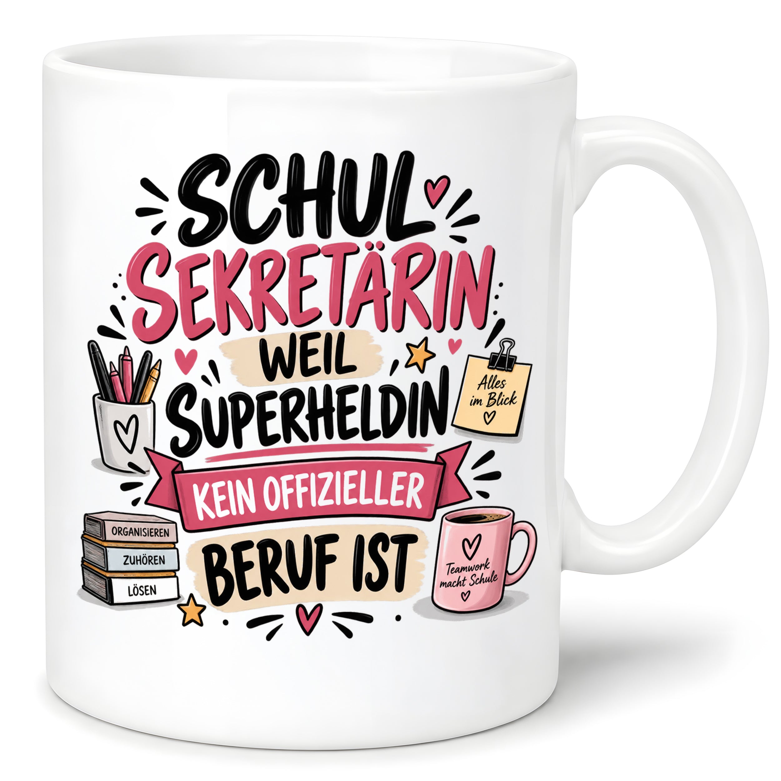 Herzbotschaft Tasse Schulsekretärin Geschenk mit Spruch 330 ml