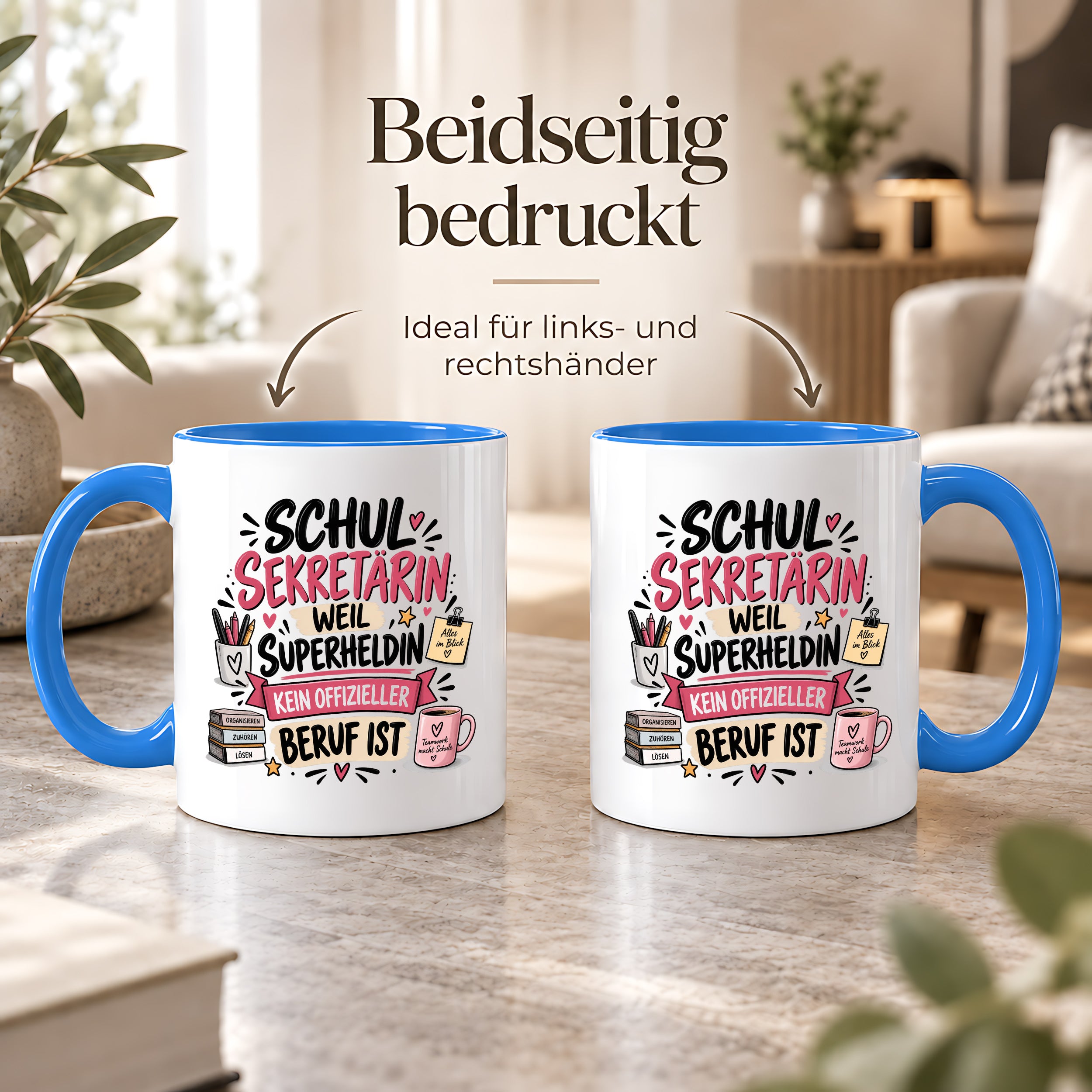 Herzbotschaft Tasse Schulsekretärin Geschenk mit Spruch 330 ml