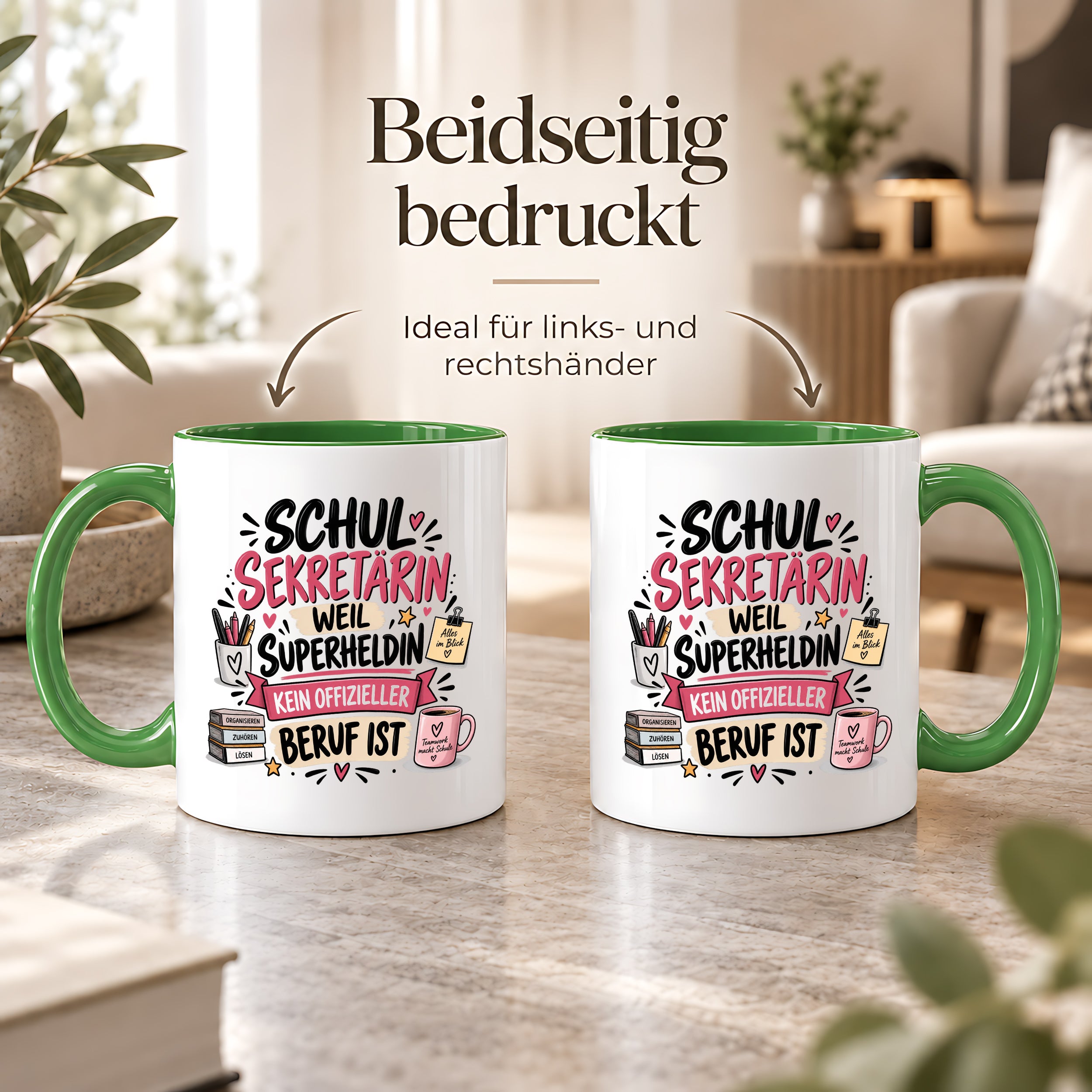 Herzbotschaft Tasse Schulsekretärin Geschenk mit Spruch 330 ml