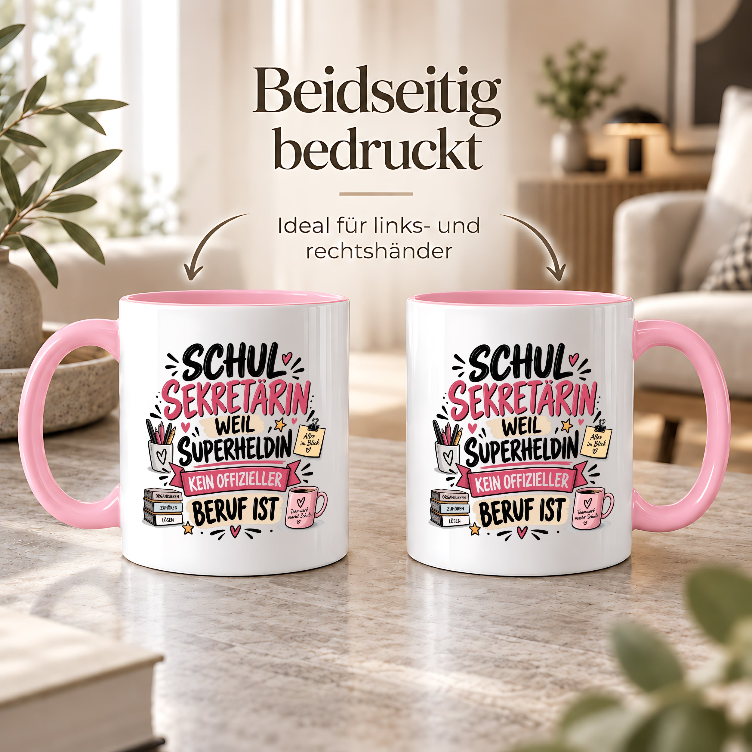 Herzbotschaft Tasse Schulsekretärin Geschenk mit Spruch 330 ml
