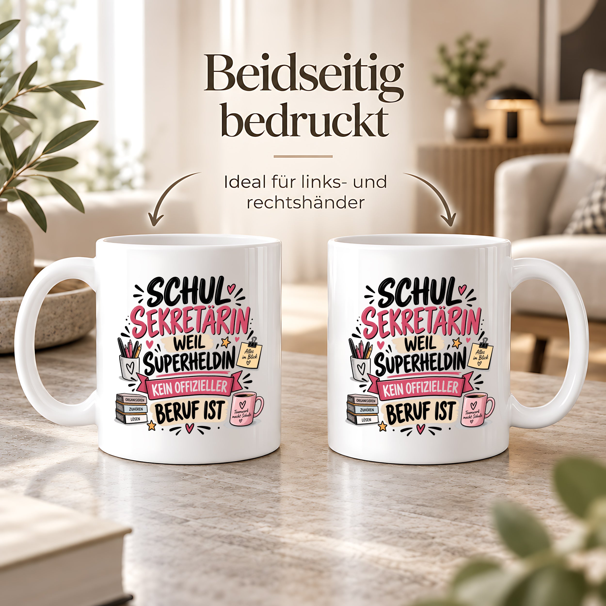 Herzbotschaft Tasse Schulsekretärin Geschenk mit Spruch 330 ml