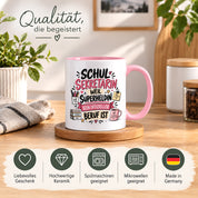 Herzbotschaft Tasse Schulsekretärin Geschenk mit Spruch 330 ml