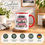 Herzbotschaft Tasse Schulsekretärin Geschenk mit Spruch 330 ml